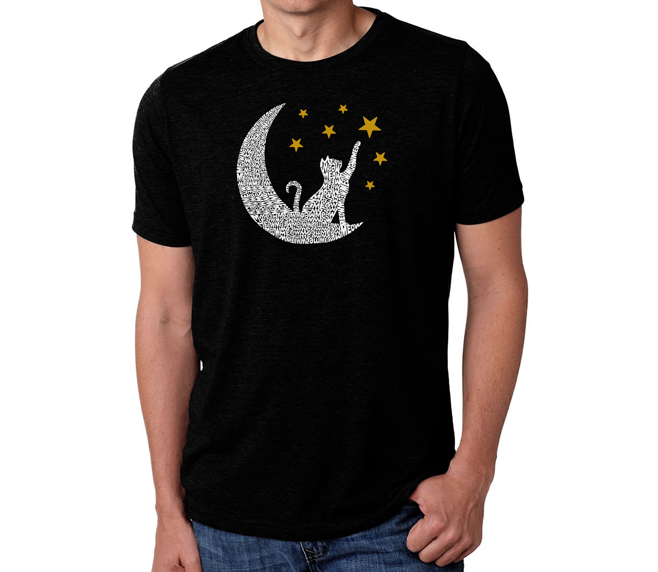 Mens Premium Blend Word Art T-Shirt - Cat Moon