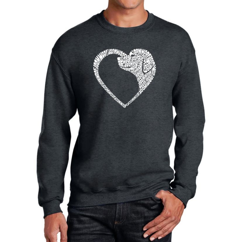 Mens Word Art Crewneck Sweatshirt  - Dog Heart