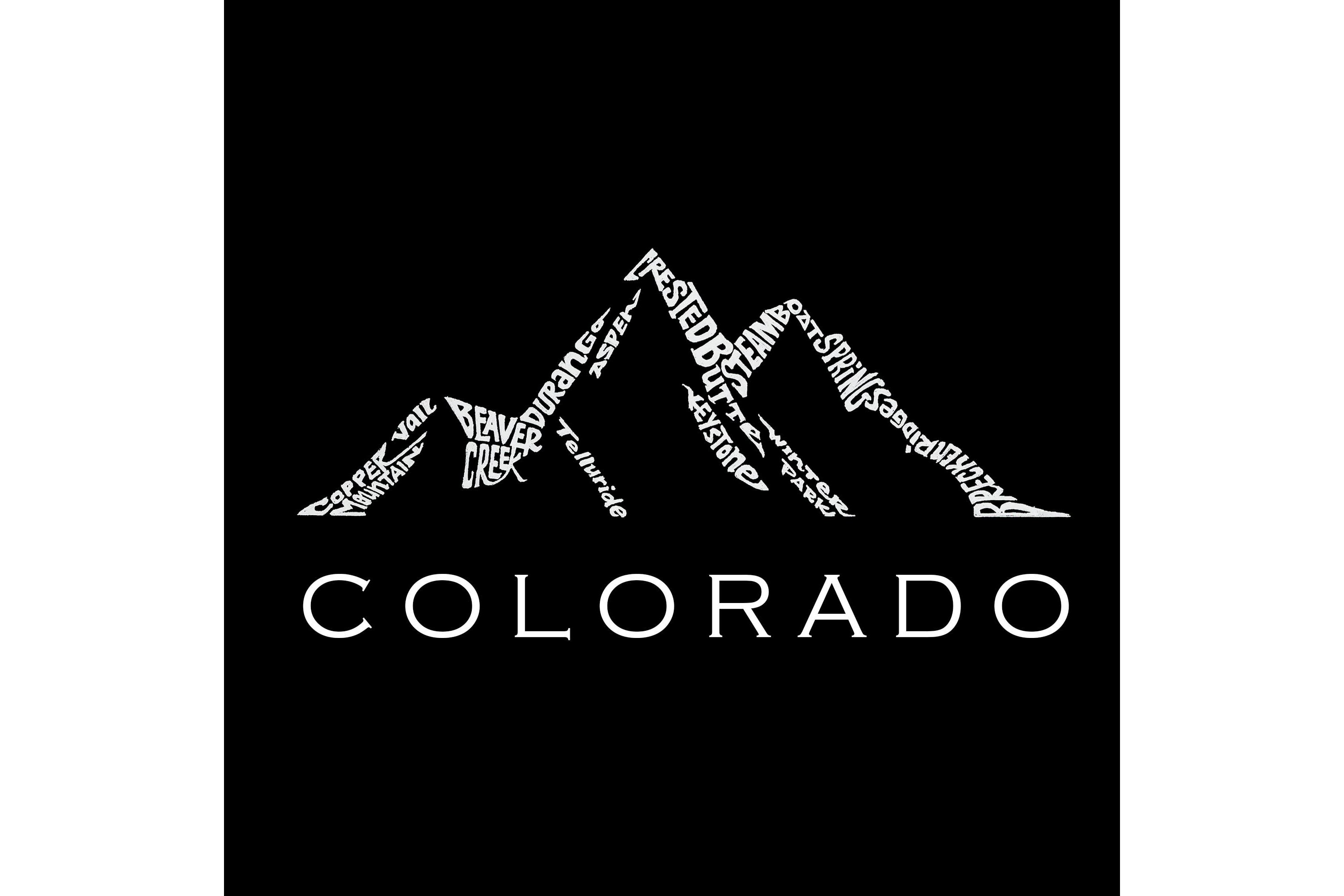 Mens Word Art T-shirt - Colorado Ski Towns