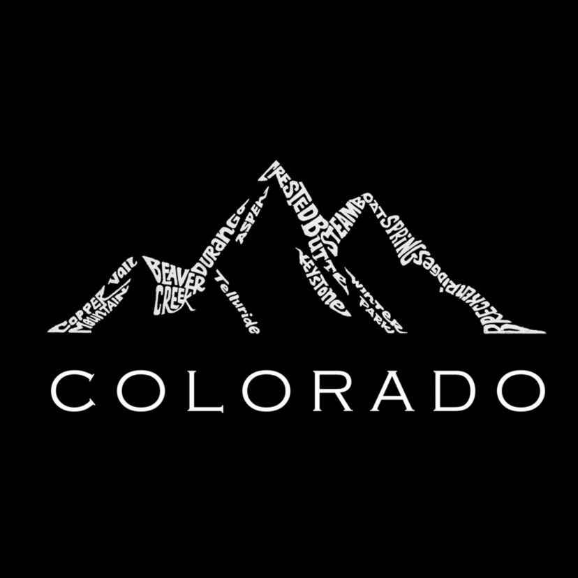 Mens Word Art T-shirt - Colorado Ski Towns