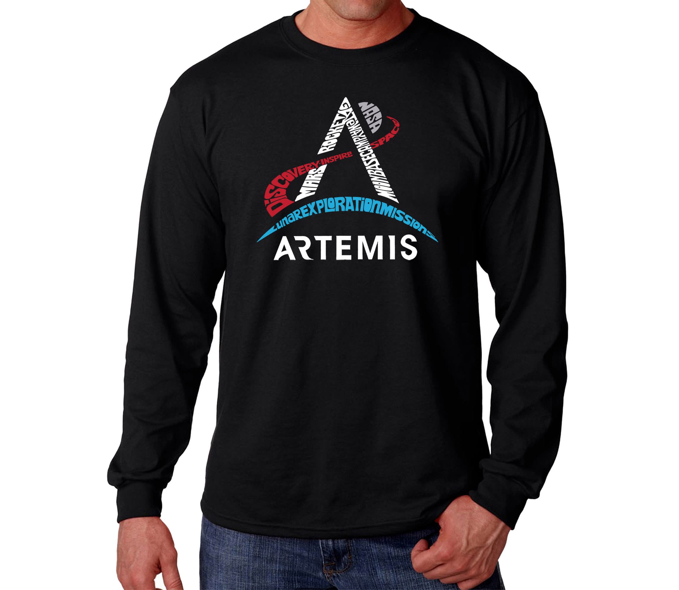 Mens Word Art Long Sleeve T-Shirt  - NASA Artemis Logo