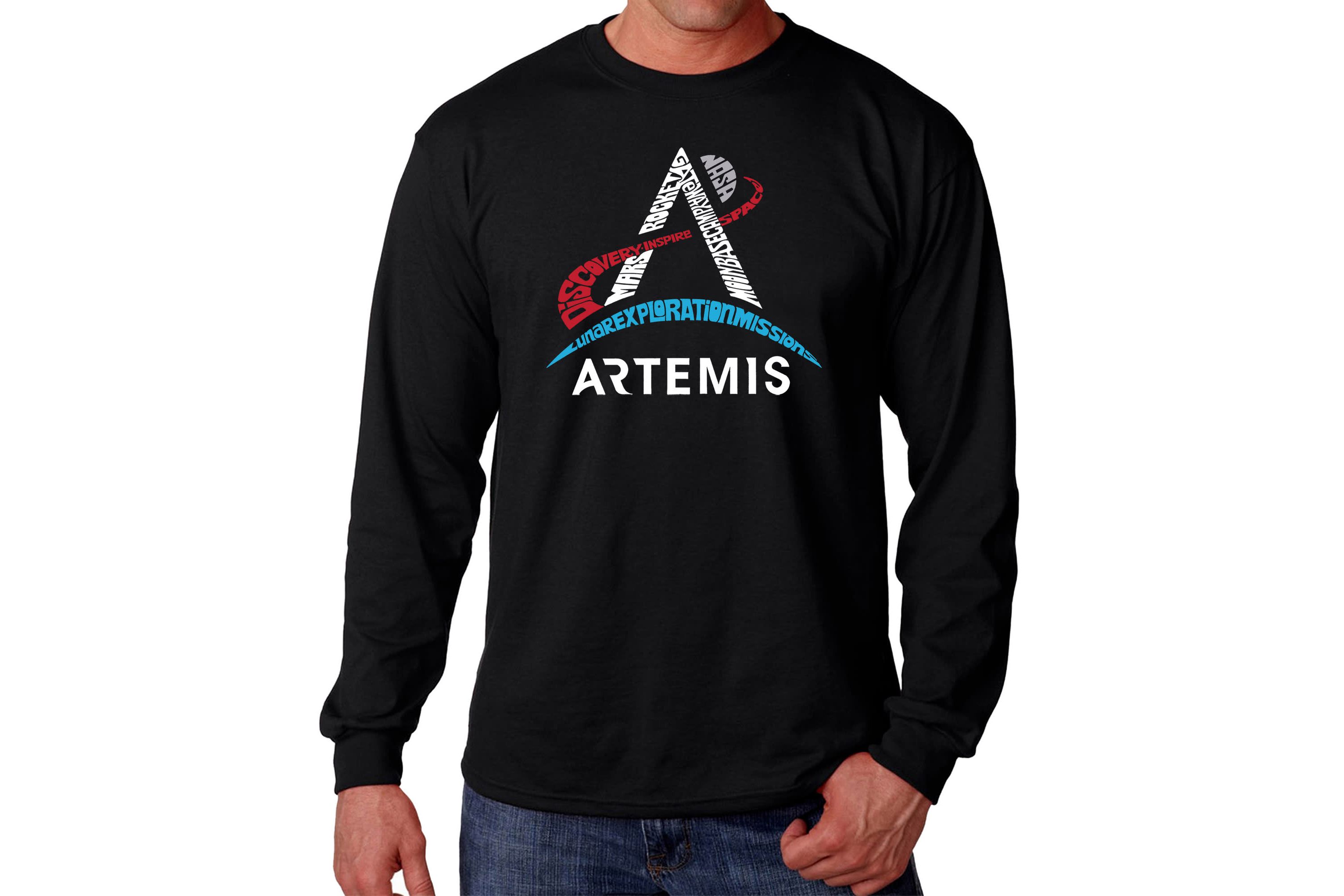 Mens Word Art Long Sleeve T-Shirt  - NASA Artemis Logo