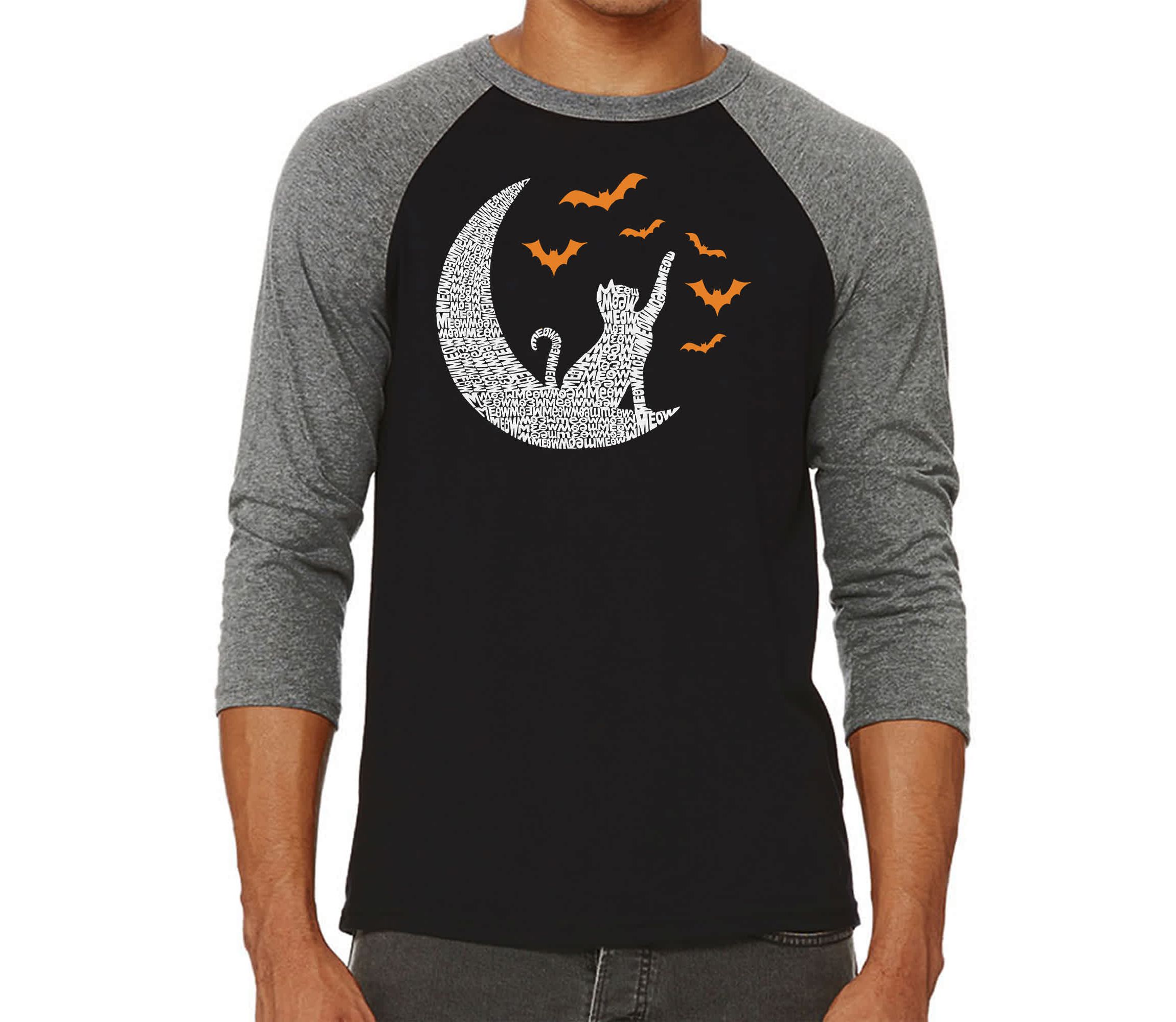 Mens Raglan Baseball Word Art T-Shirt - Lunar Bats