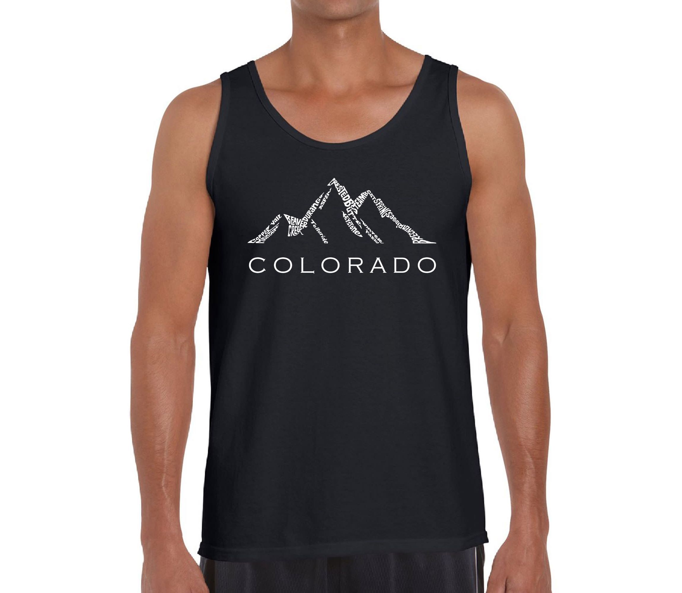 Mens Word Art Tank Top - Colorado Ski Towns