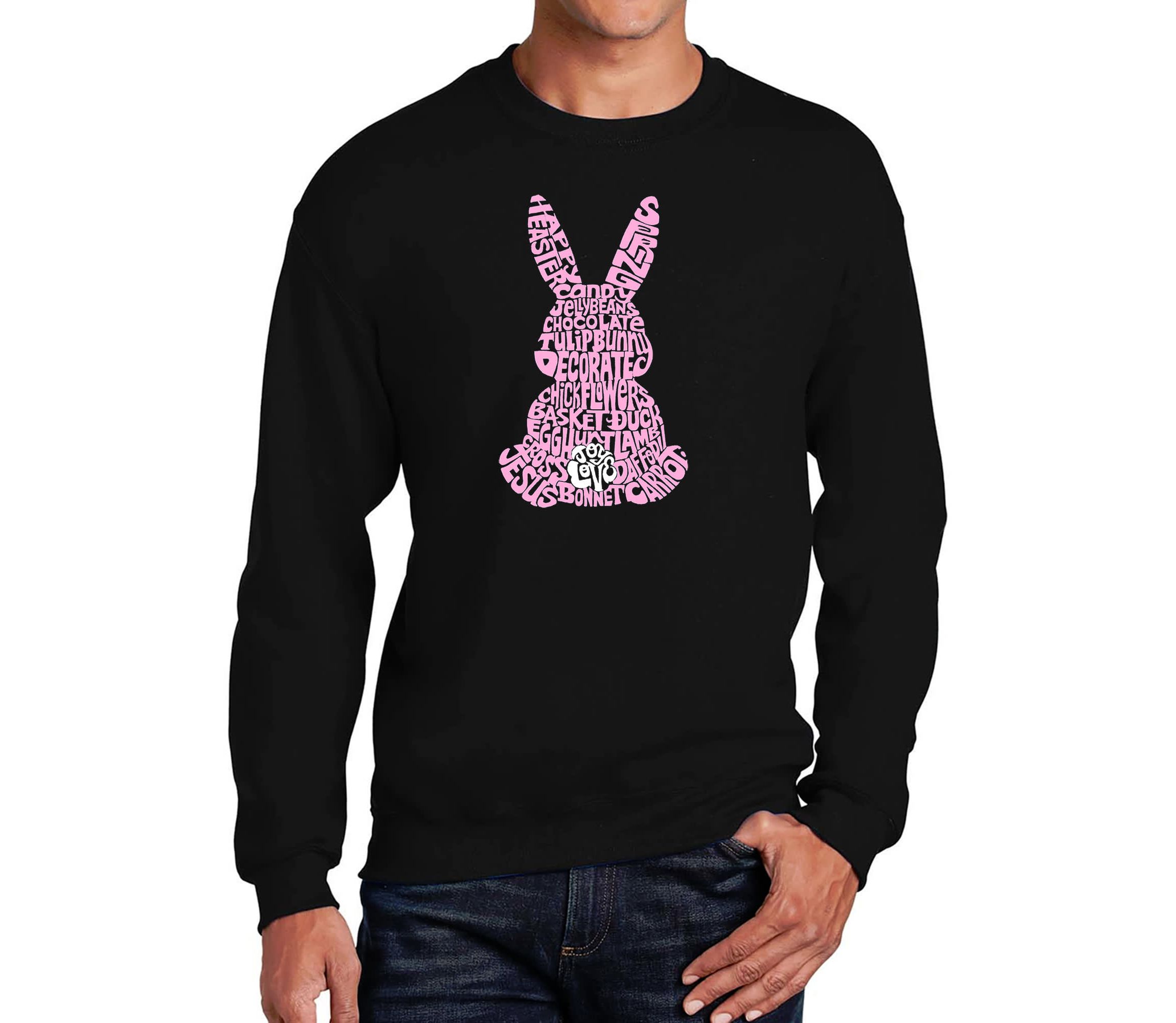 Mens Word Art Crewneck Sweatshirt - Easter Bunny