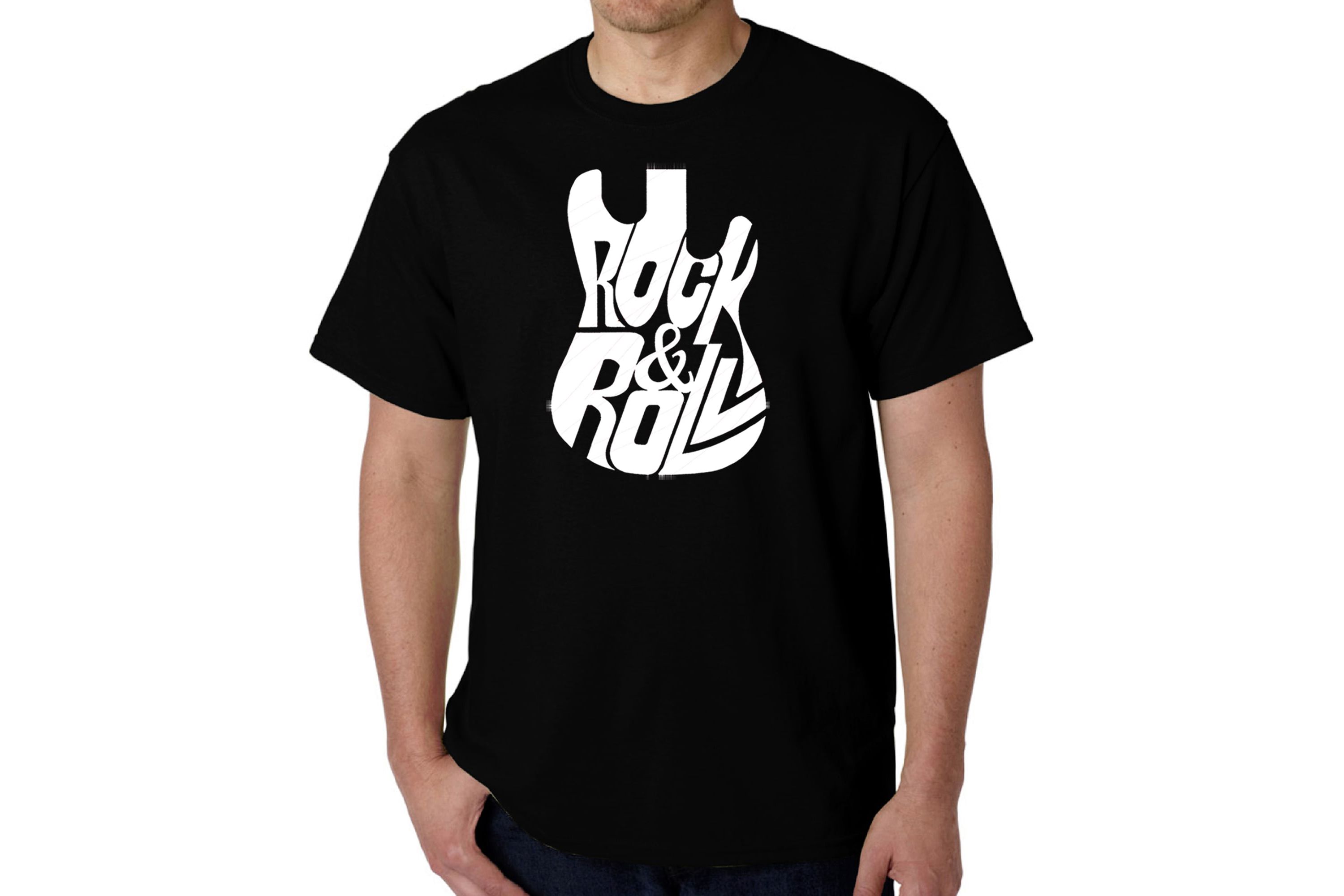 Mens Word Art T-Shirt - Rock And Roll Guitar