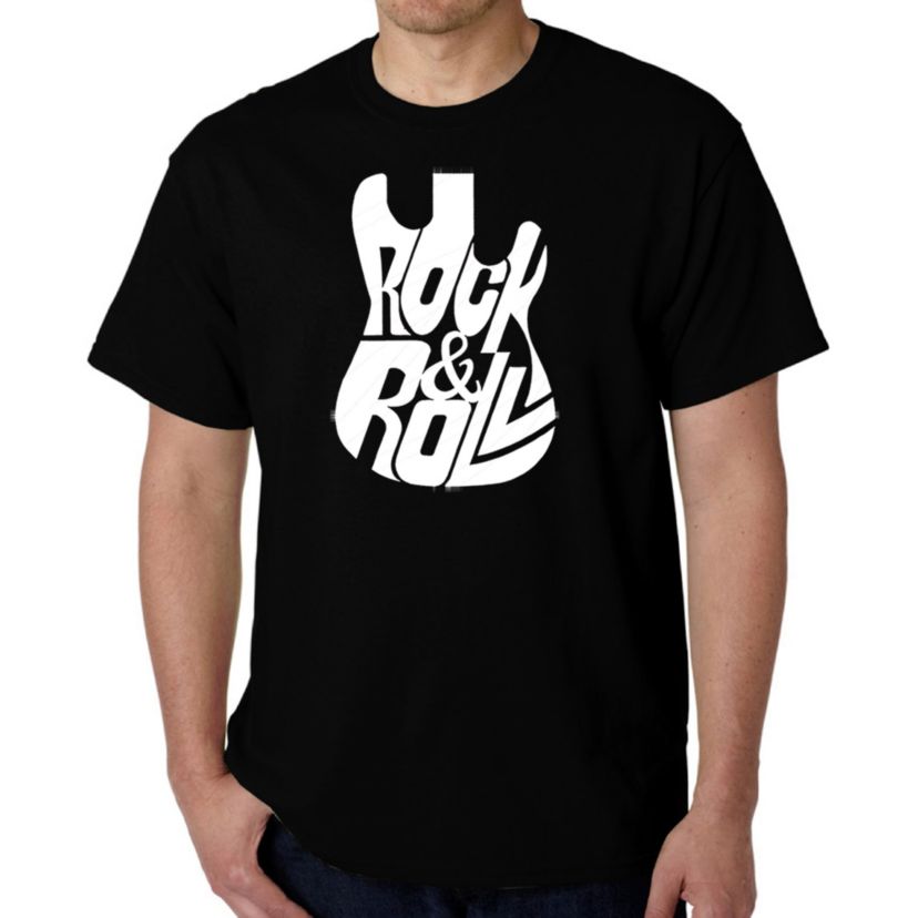 Mens Word Art T-Shirt - Rock And Roll Guitar