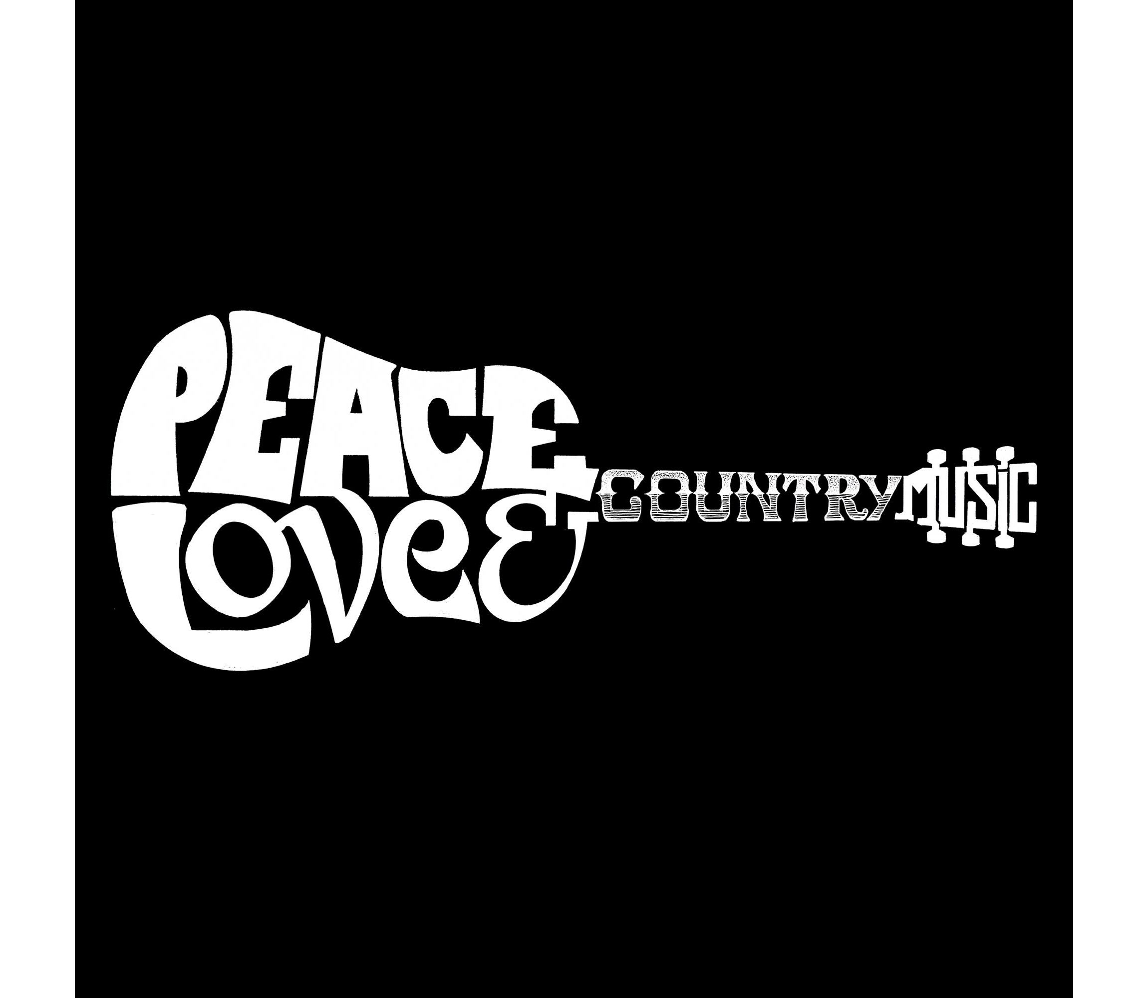 Mens Raglan Baseball Word Art T-shirt - Peace Love Country