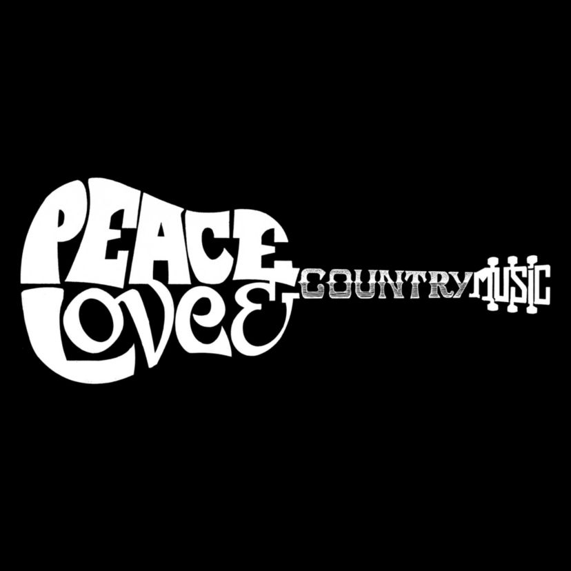 Mens Raglan Baseball Word Art T-shirt - Peace Love Country