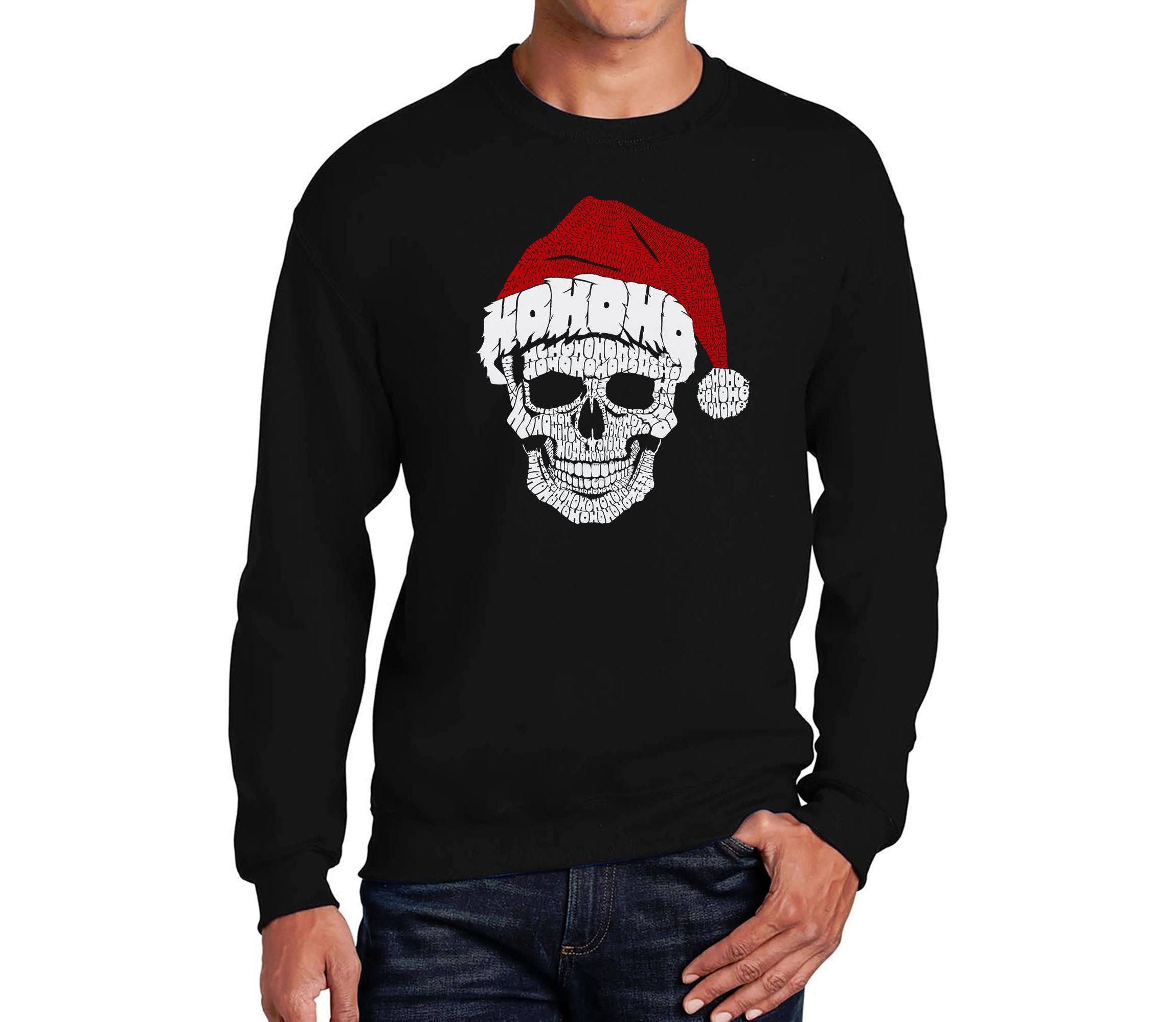 Mens Word Art Crewneck Sweatshirt - Santa Skull