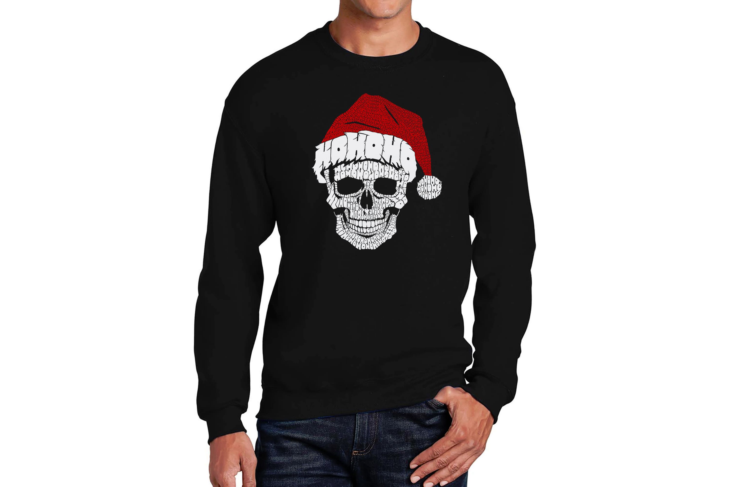 Mens Word Art Crewneck Sweatshirt - Santa Skull