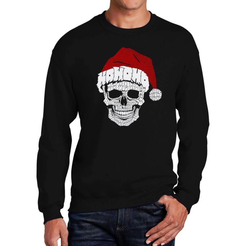 Mens Word Art Crewneck Sweatshirt - Santa Skull