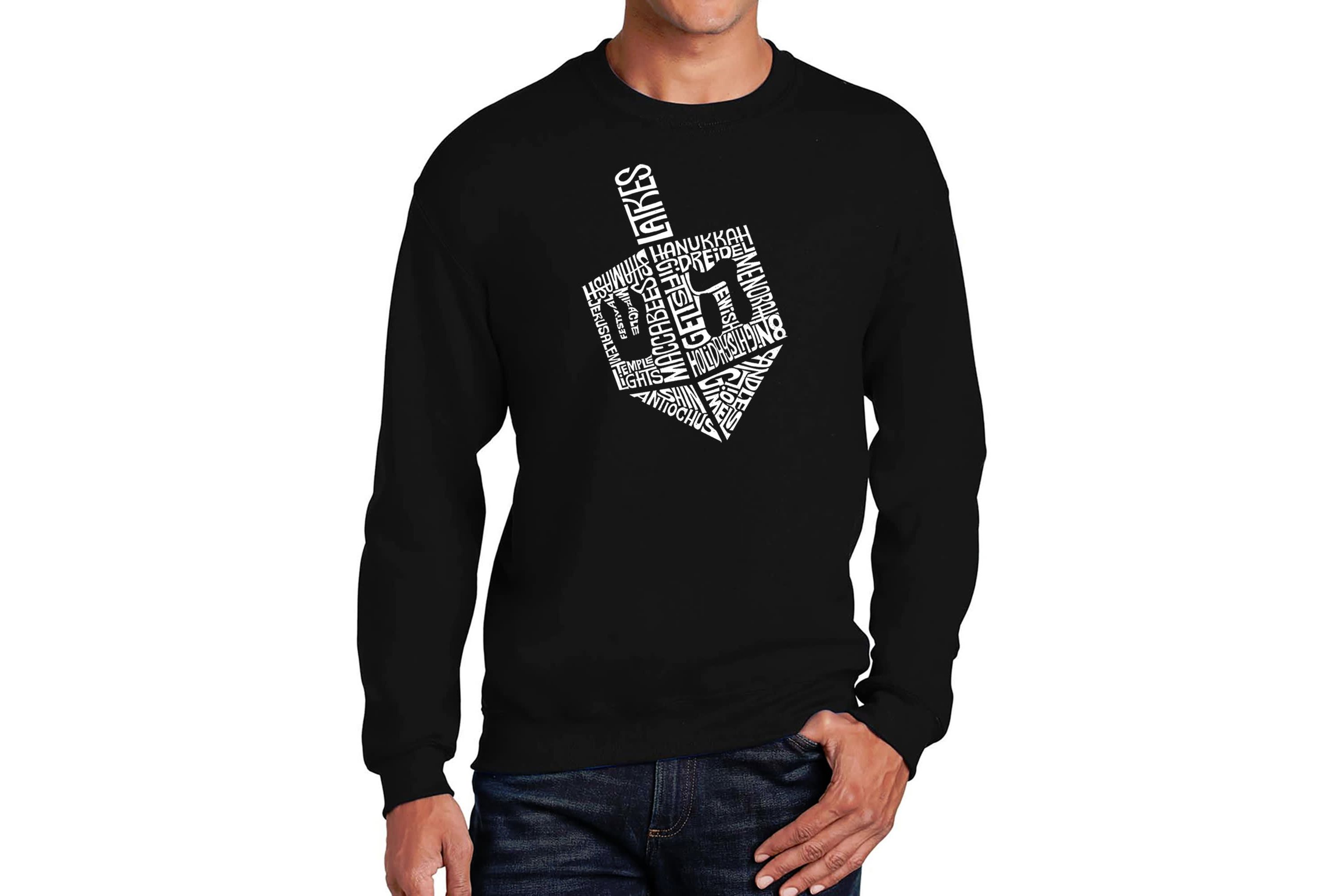 Mens Word Art Crewneck Sweatshirt  - Hanukkah Dreidel