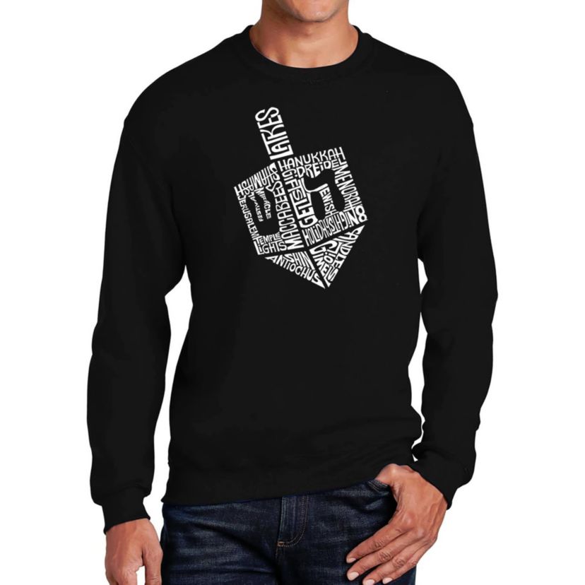 Mens Word Art Crewneck Sweatshirt  - Hanukkah Dreidel