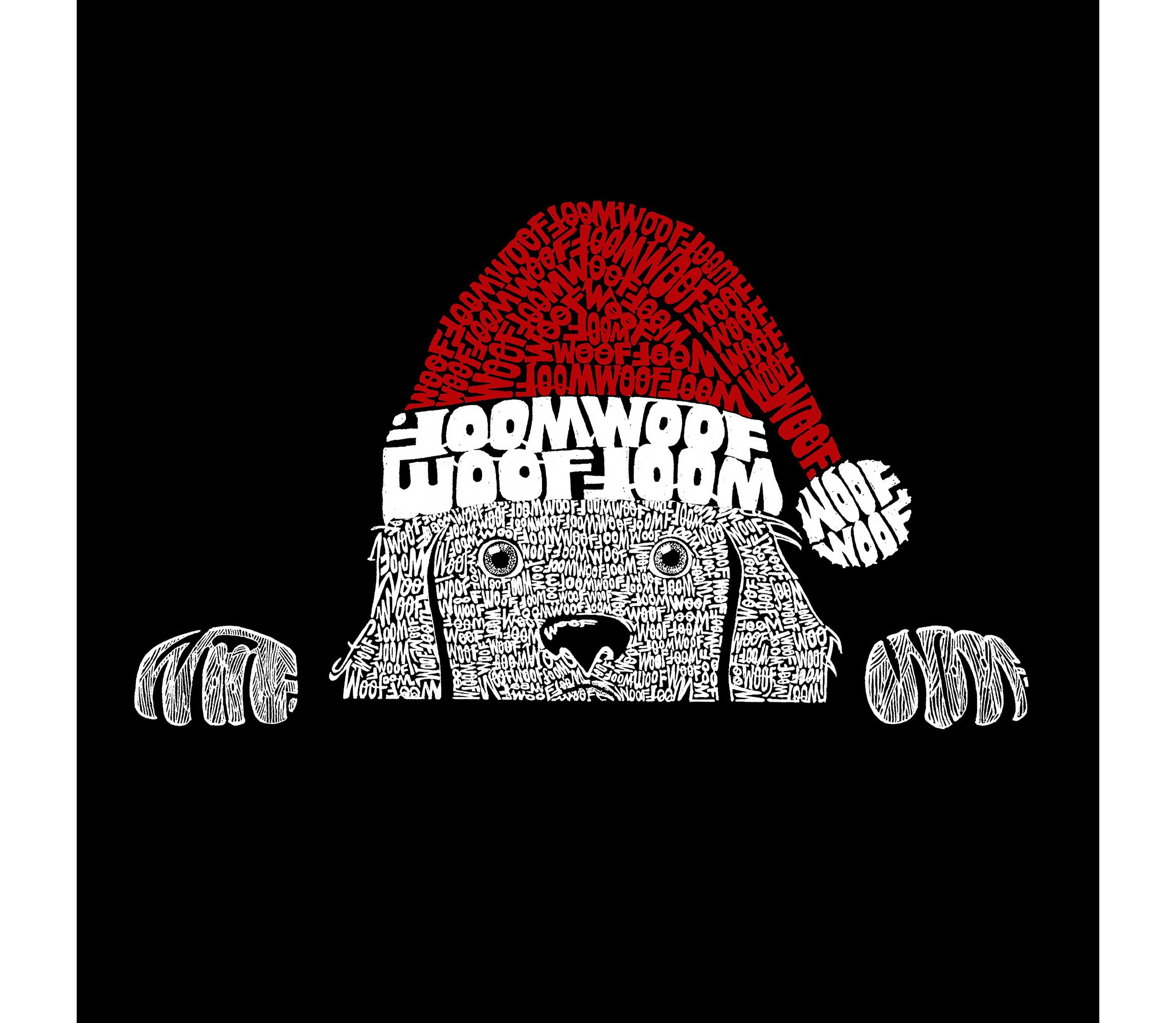 Mens Word Art Hooded Sweatshirt  - Christmas Peeking Dog