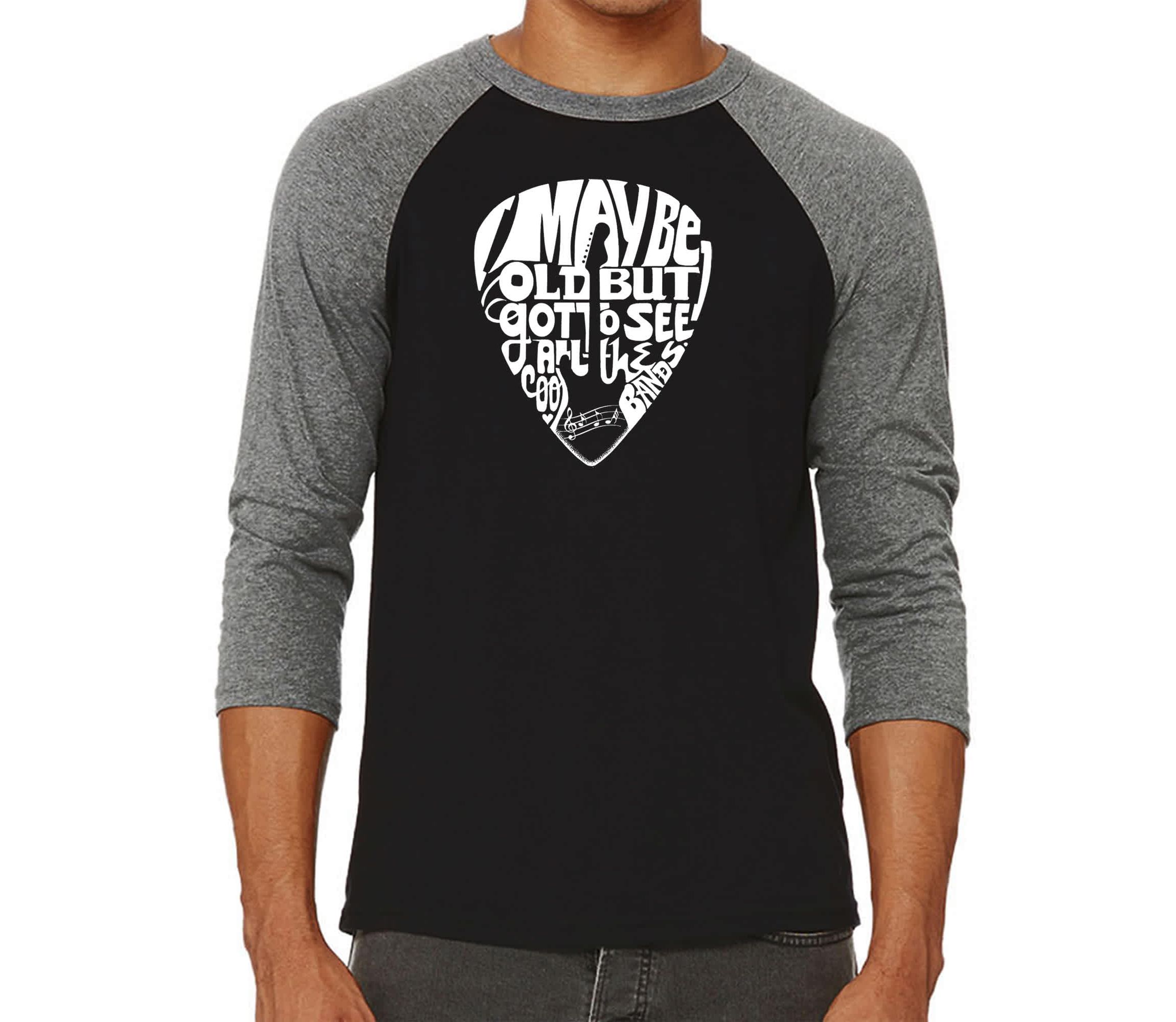 Mens Raglan Baseball Word Art T-shirt - Guitar Pick