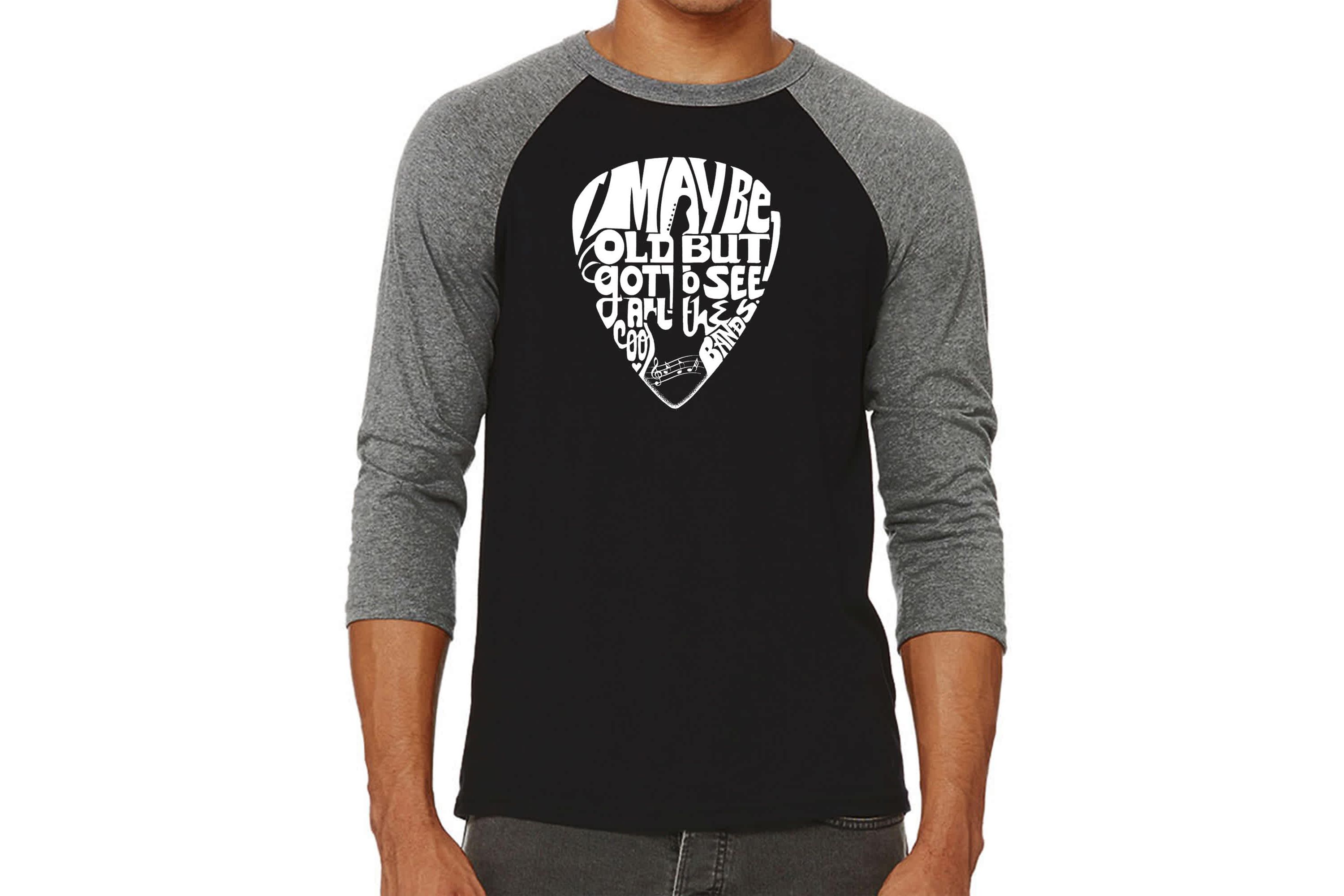 Mens Raglan Baseball Word Art T-shirt - Guitar Pick