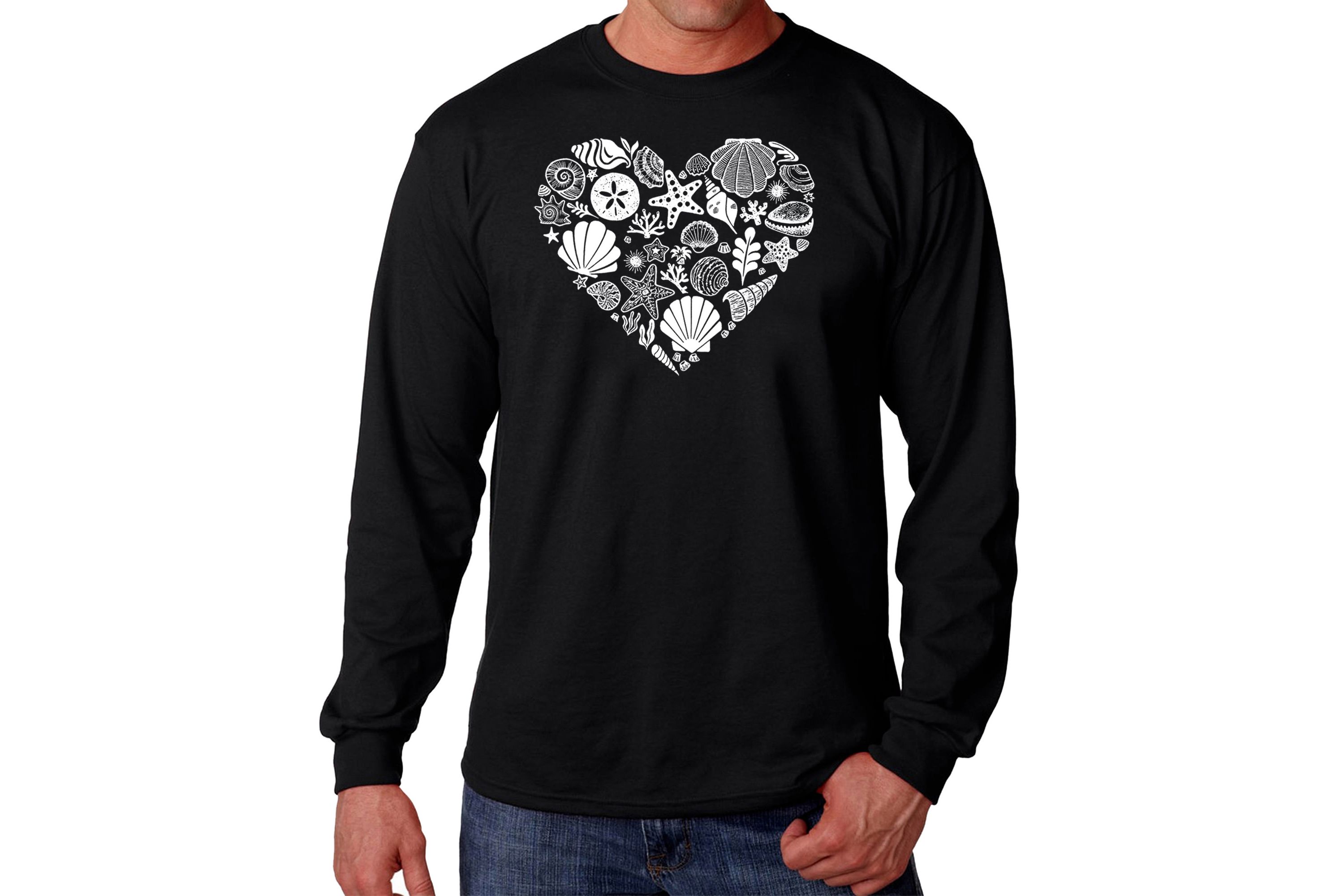 Mens Word Art Long Sleeve T-Shirt - Sea Shells