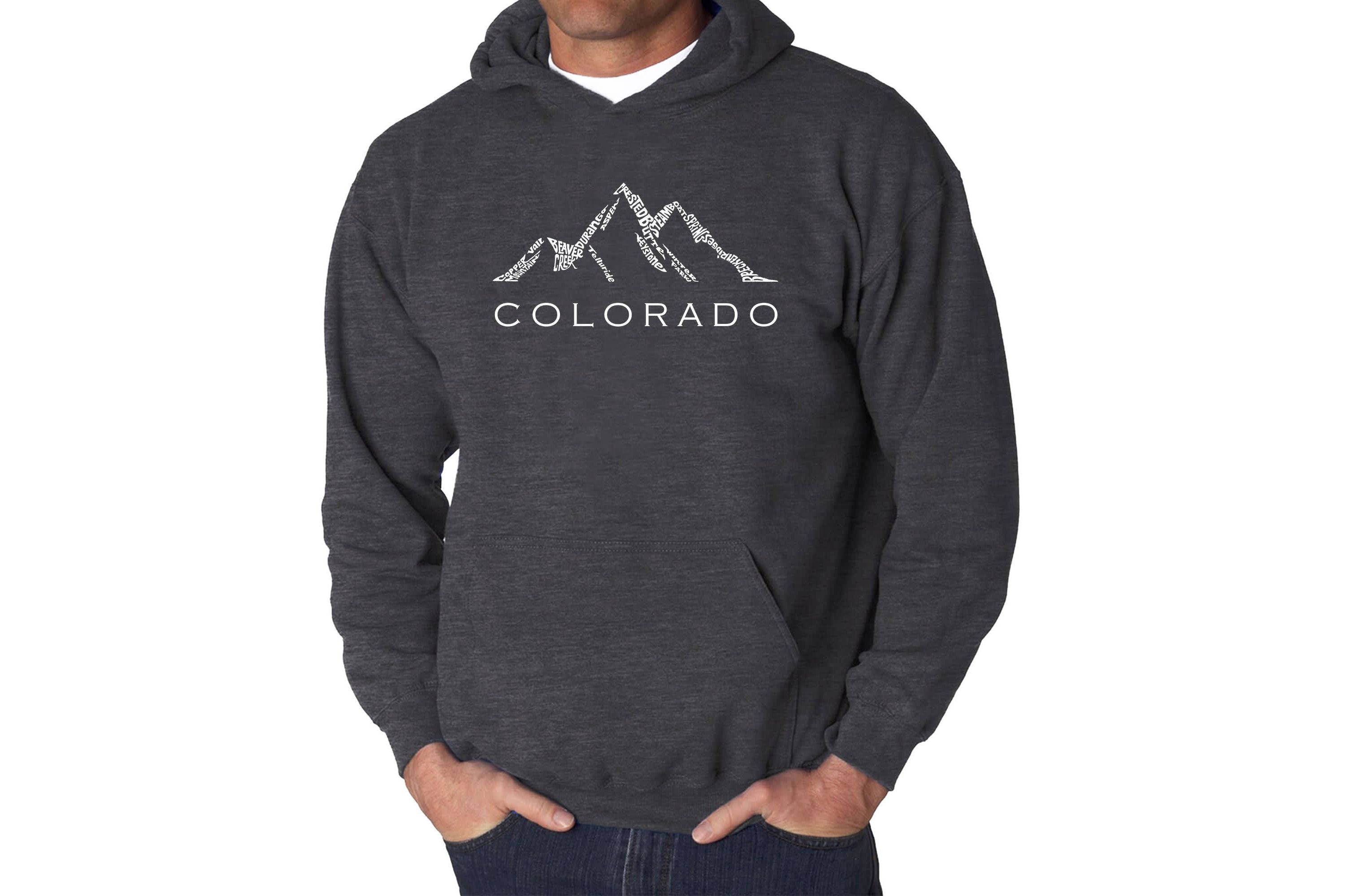 Mens Word Art Hooded Sweatshirt - Colorado Ski Towns