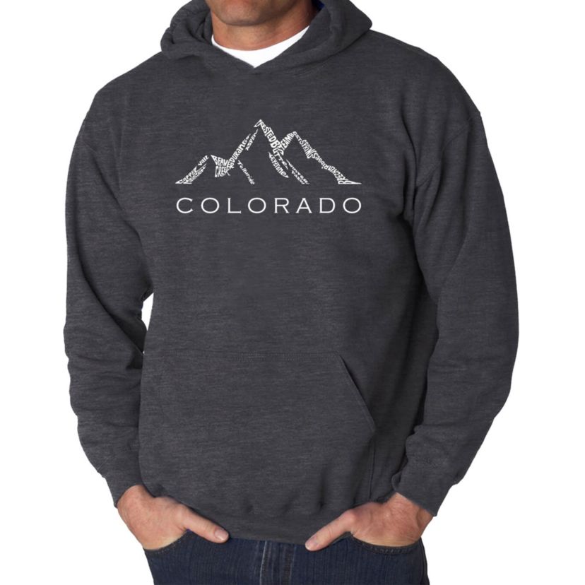 Mens Word Art Hooded Sweatshirt - Colorado Ski Towns