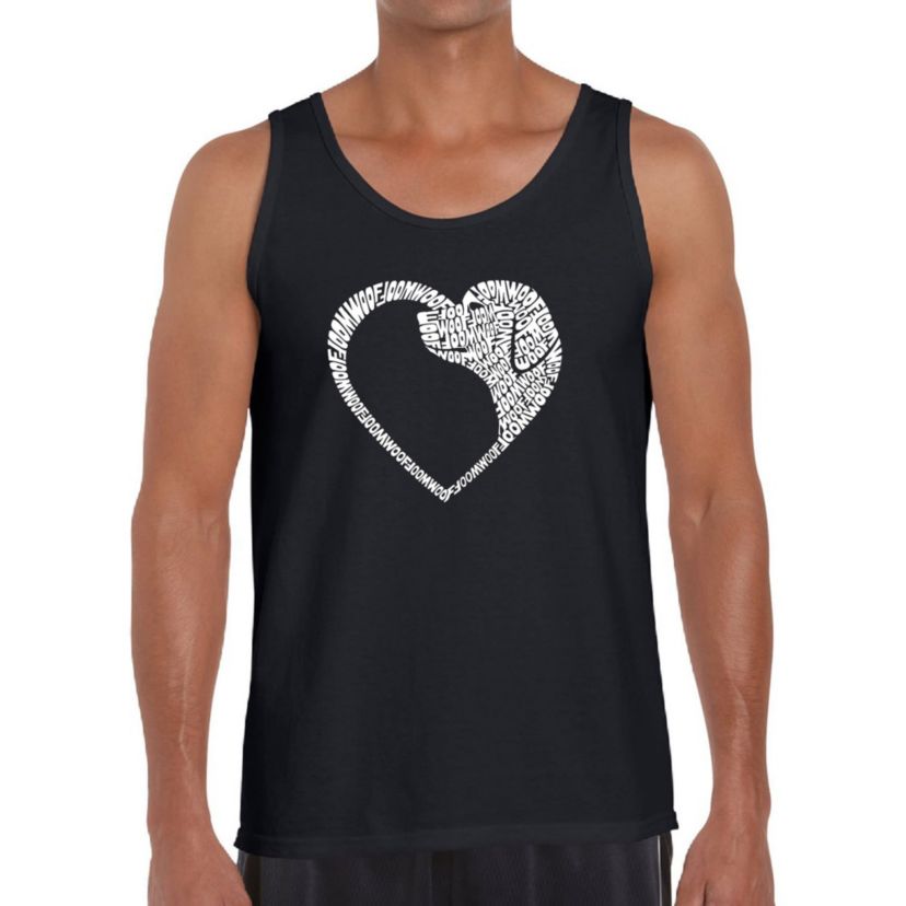 Mens Word Art Tank Top  - Dog Heart