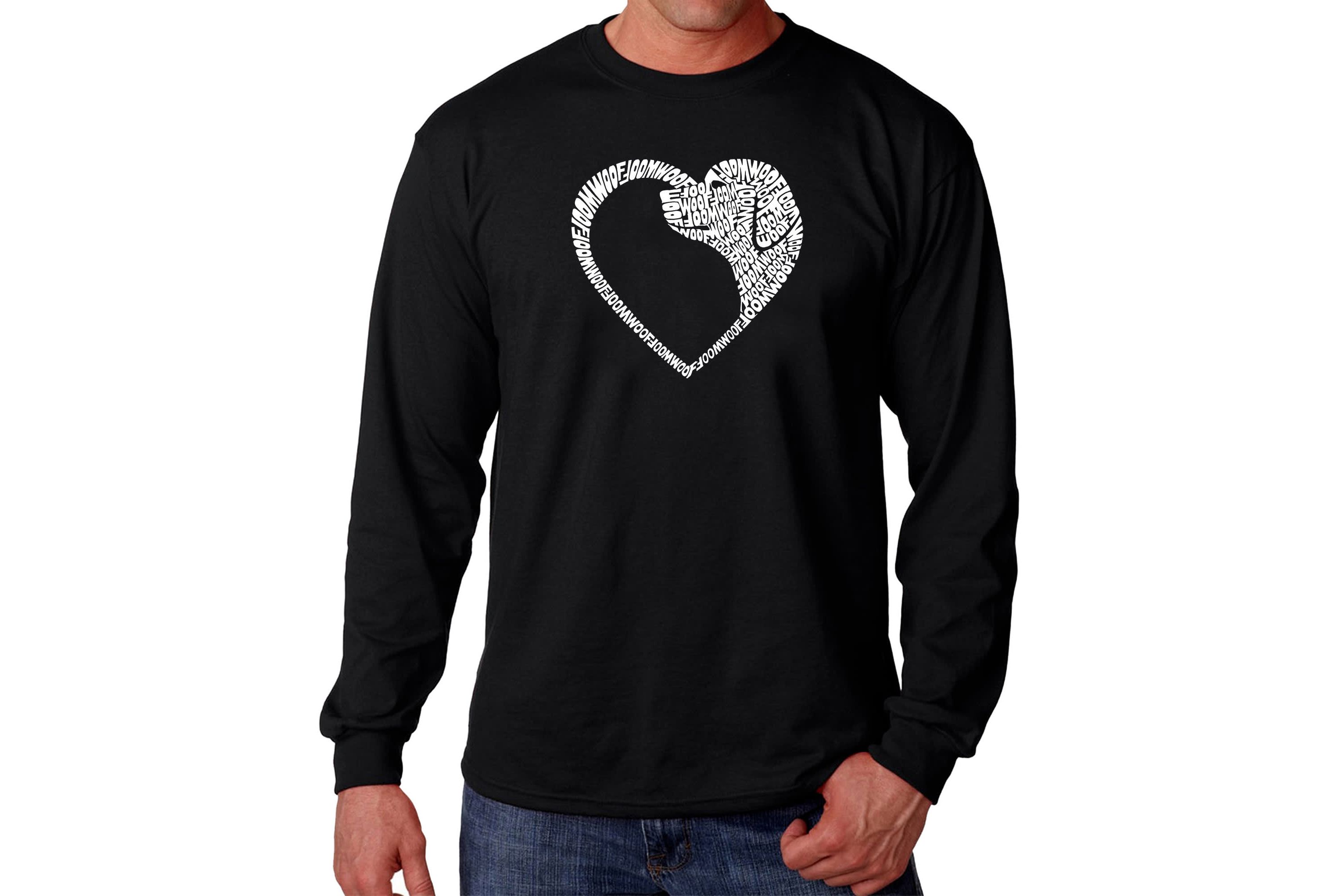 Mens Word Art Long Sleeve T-Shirt  - Dog Heart