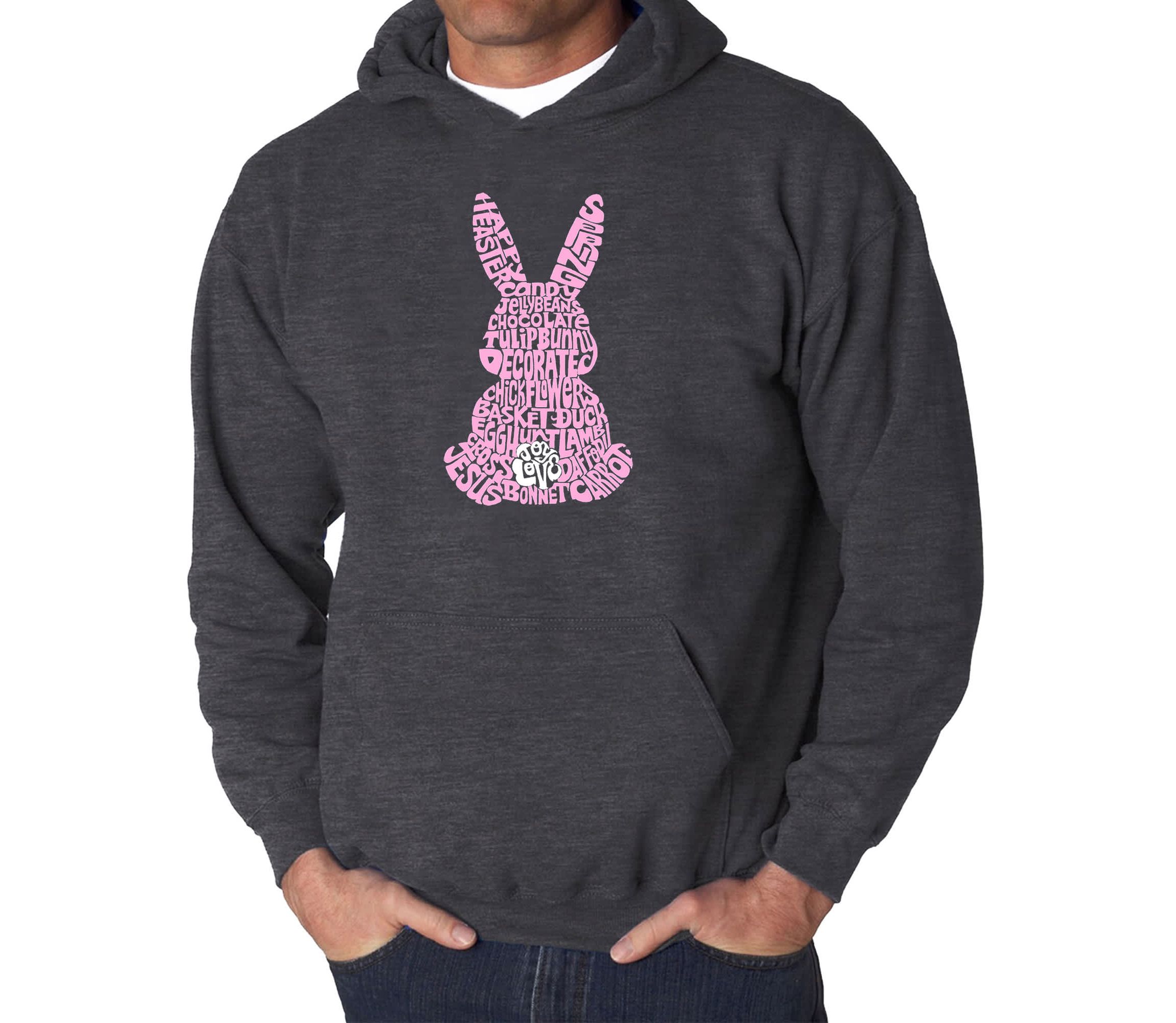 Mens Word Art Hooded Sweatshirt - Easter Bunny