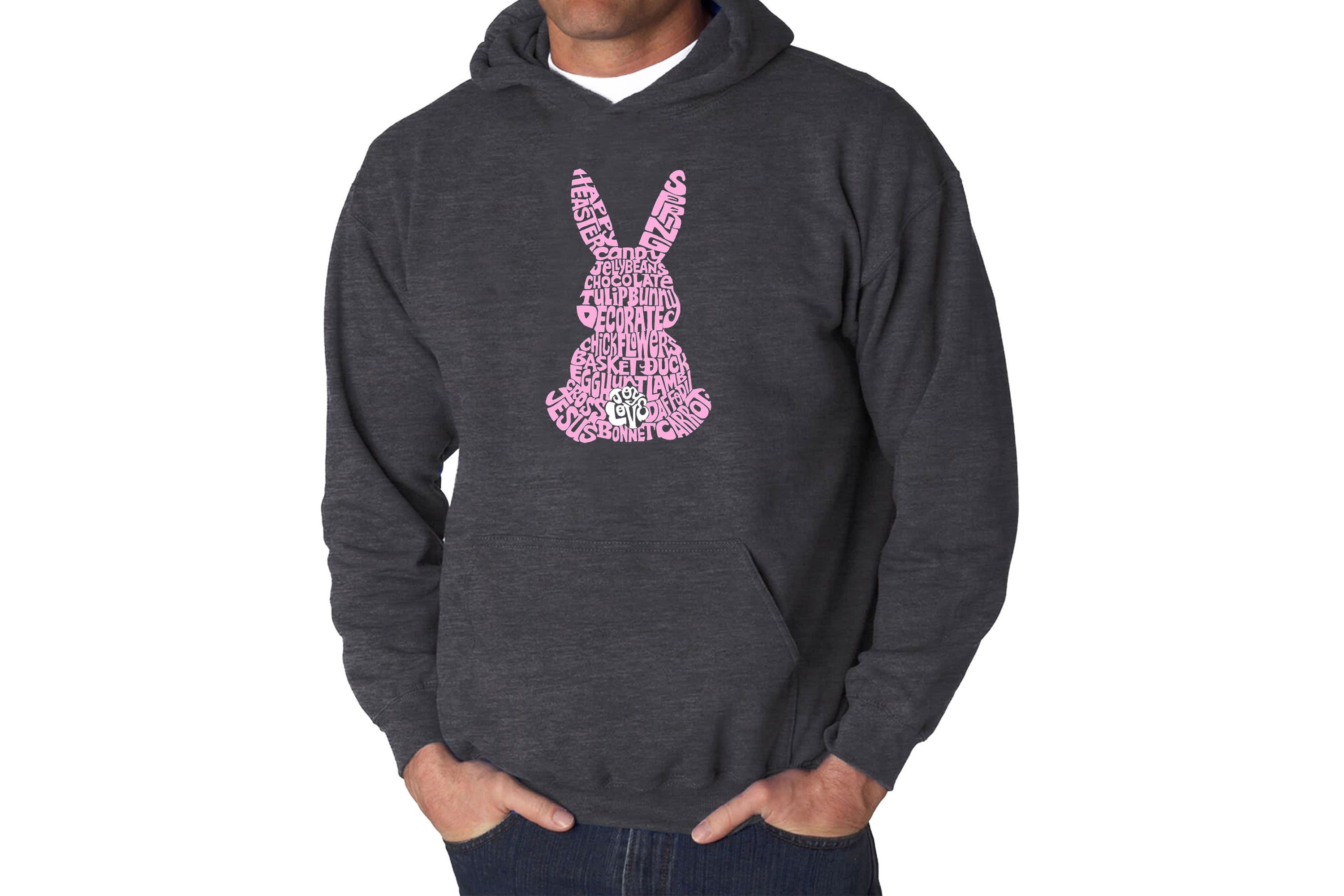 Mens Word Art Hooded Sweatshirt - Easter Bunny