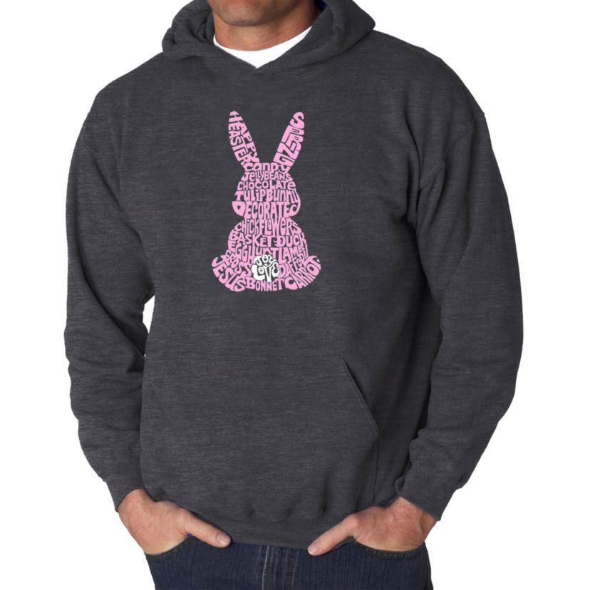 Mens Word Art Hooded Sweatshirt - Easter Bunny