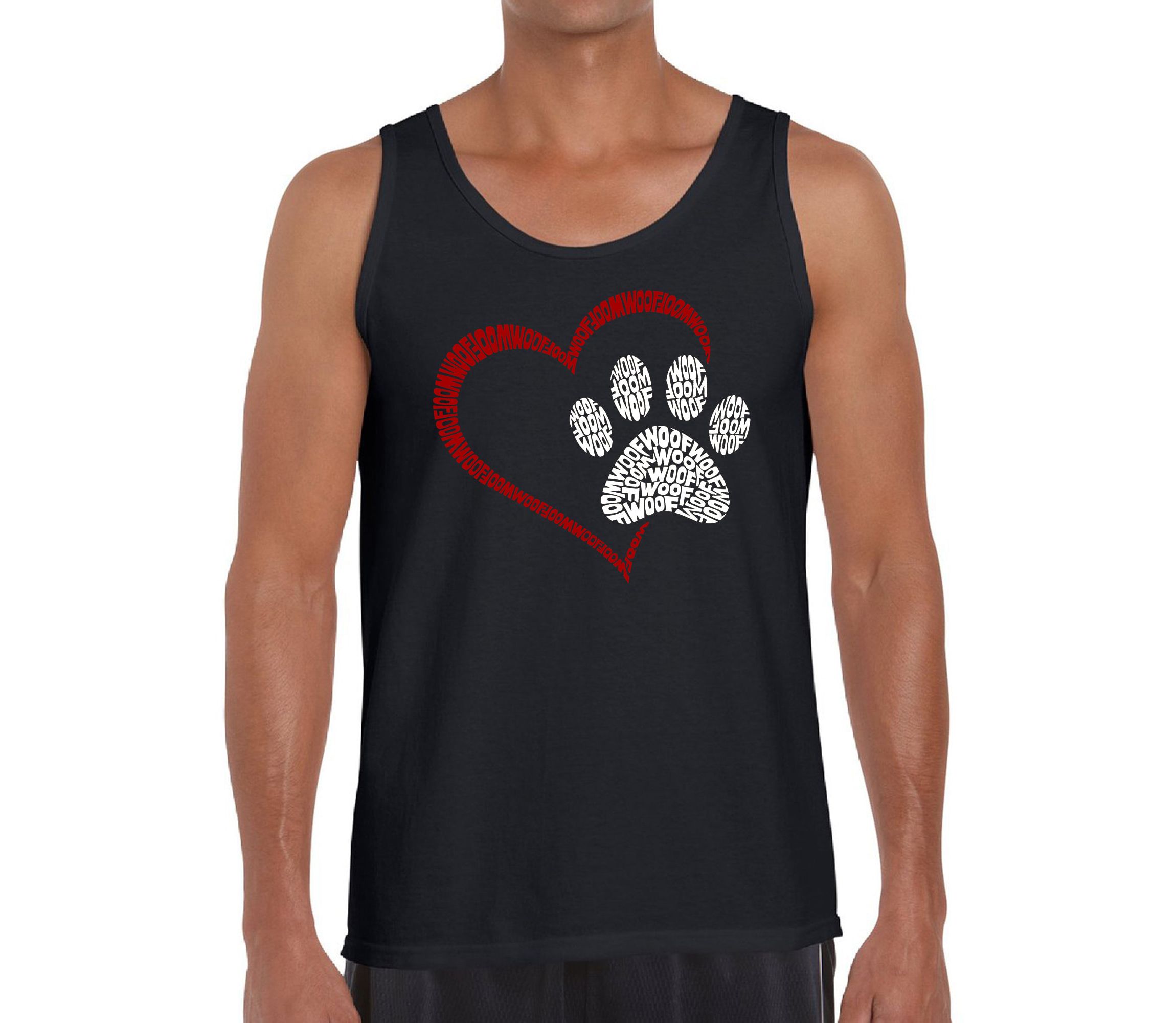 Mens Word Art Tank Top - Paw Heart