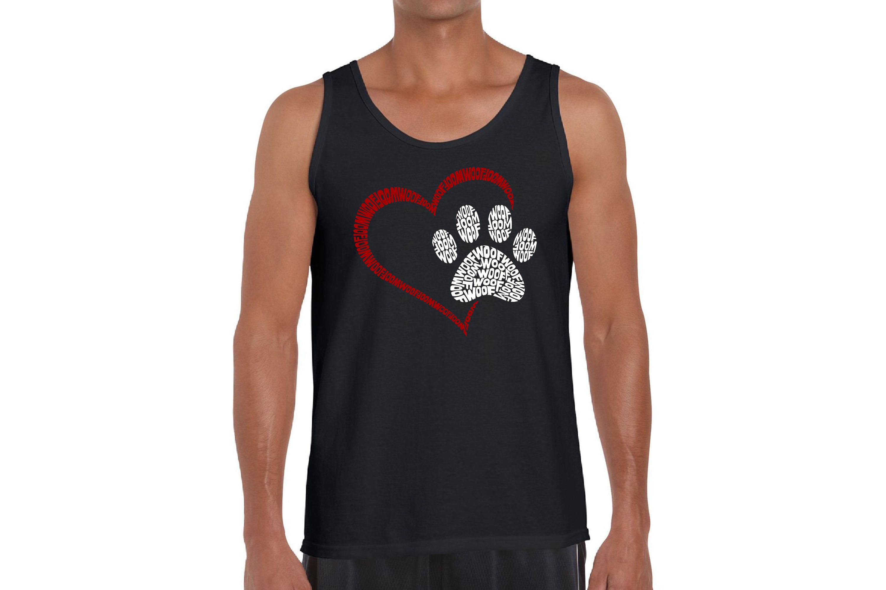 Mens Word Art Tank Top - Paw Heart
