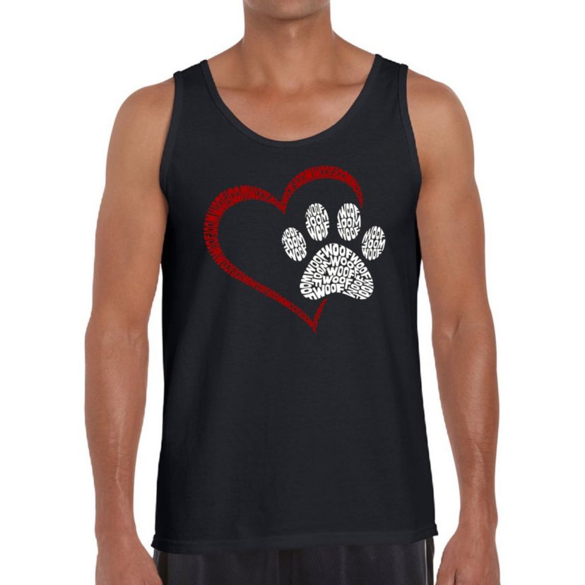 Mens Word Art Tank Top - Paw Heart
