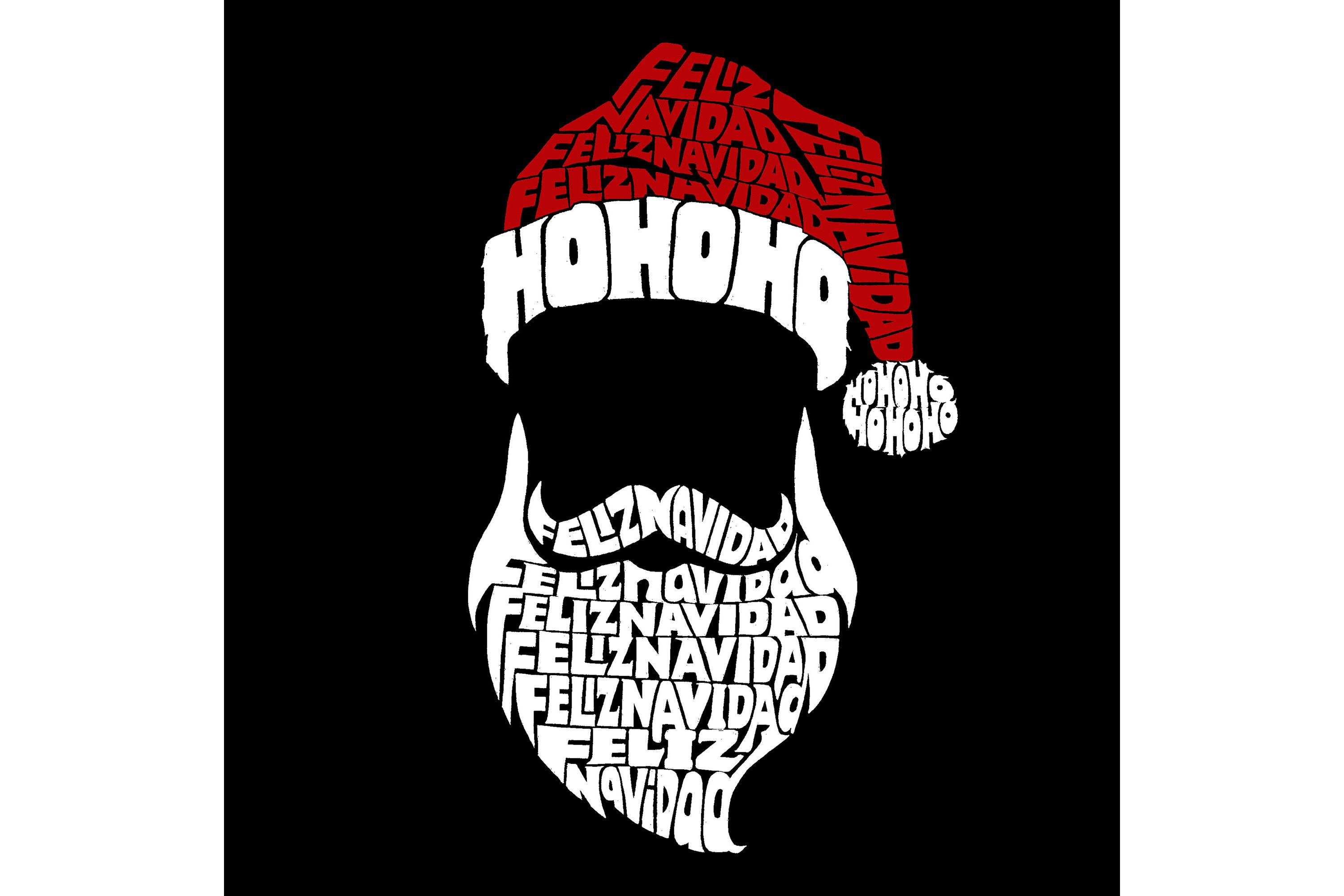 Mens Word Art Hooded Sweatshirt - Feliz Navidad Santa Claus