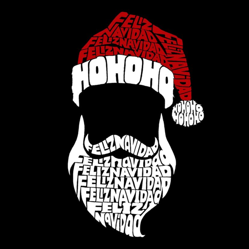 Mens Word Art Hooded Sweatshirt - Feliz Navidad Santa Claus
