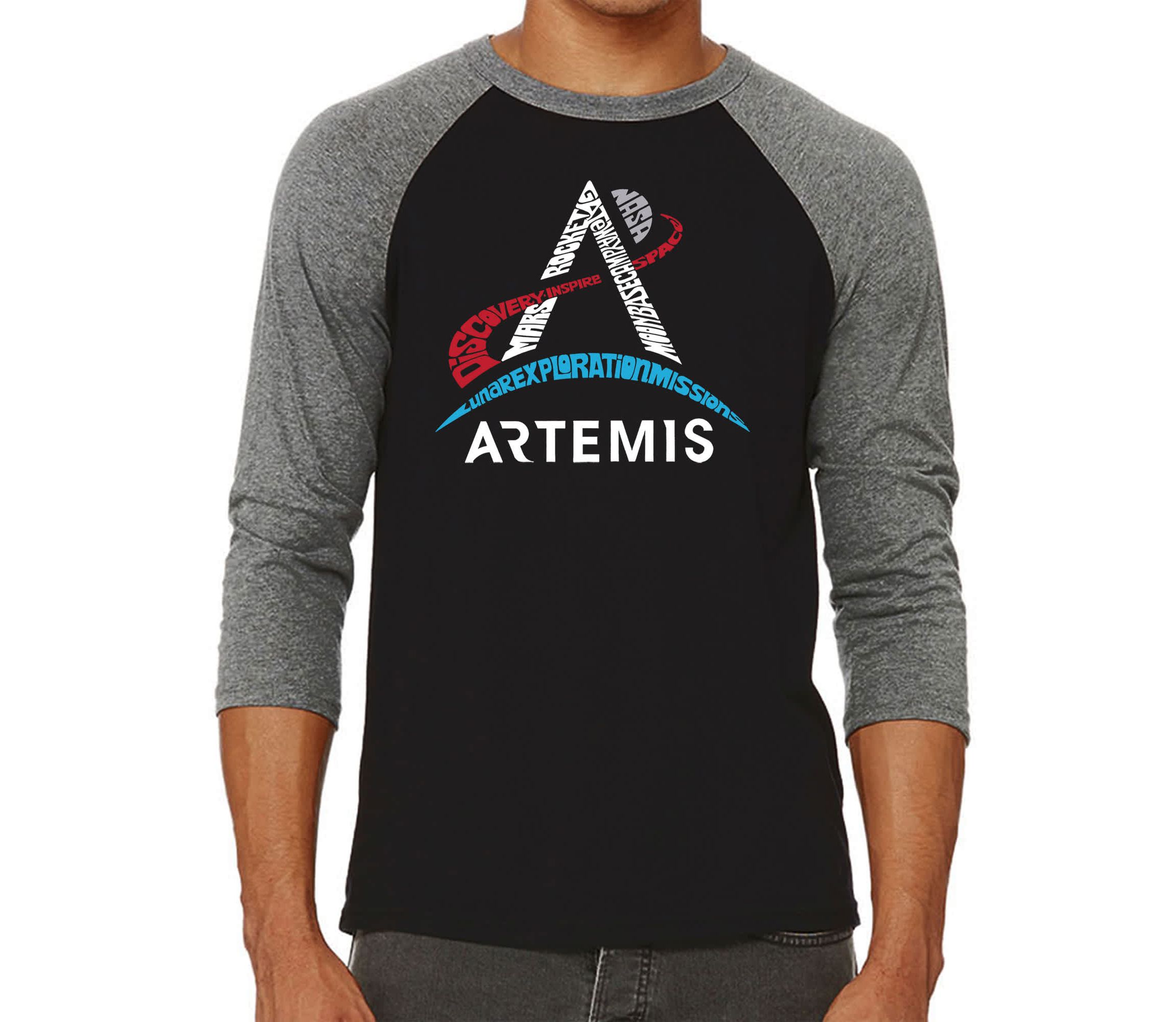 Mens Raglan Baseball Word Art T-Shirt  - NASA Artemis Logo