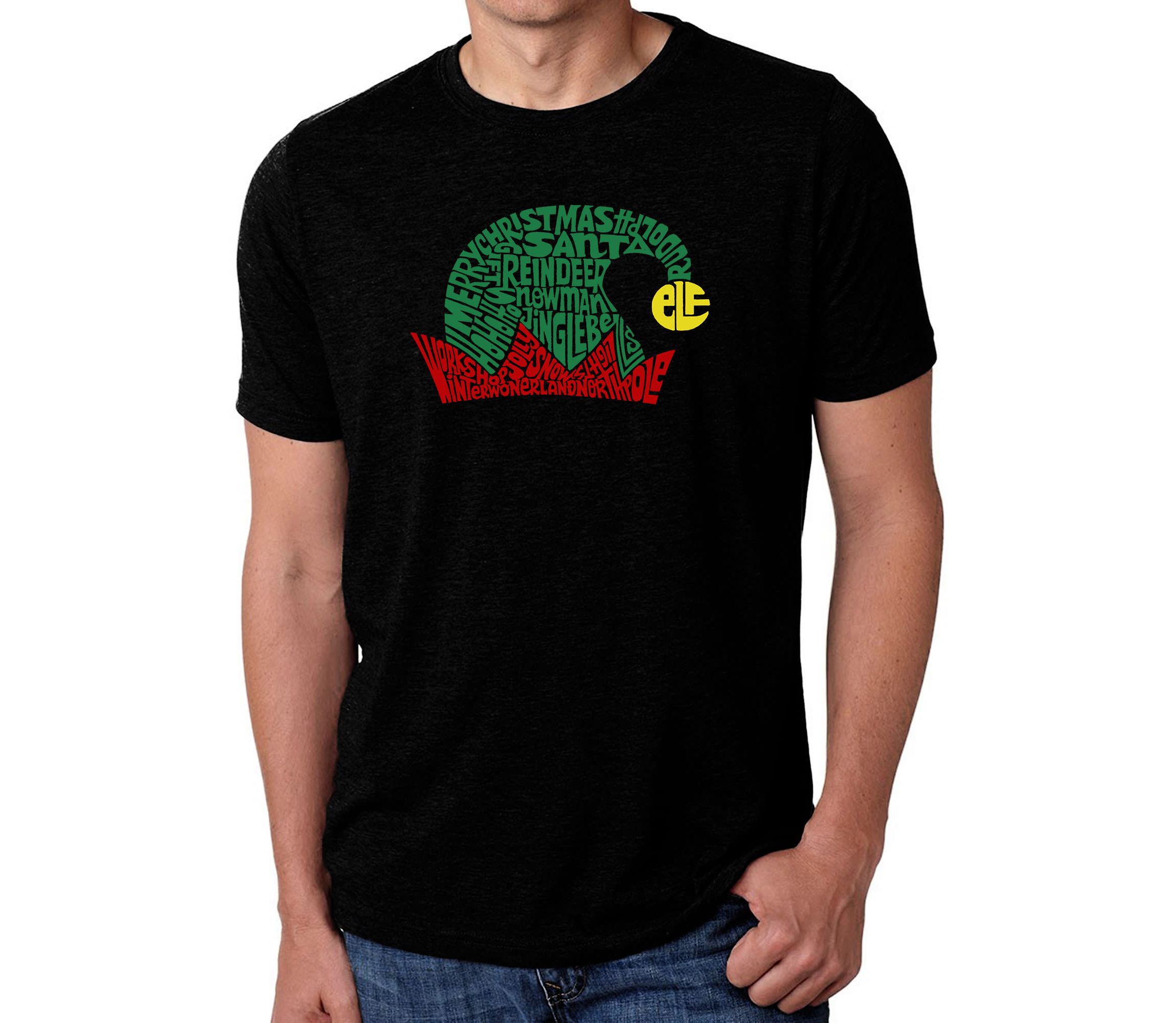 Mens Premium Blend Word Art T-Shirt  - Christmas Elf Hat