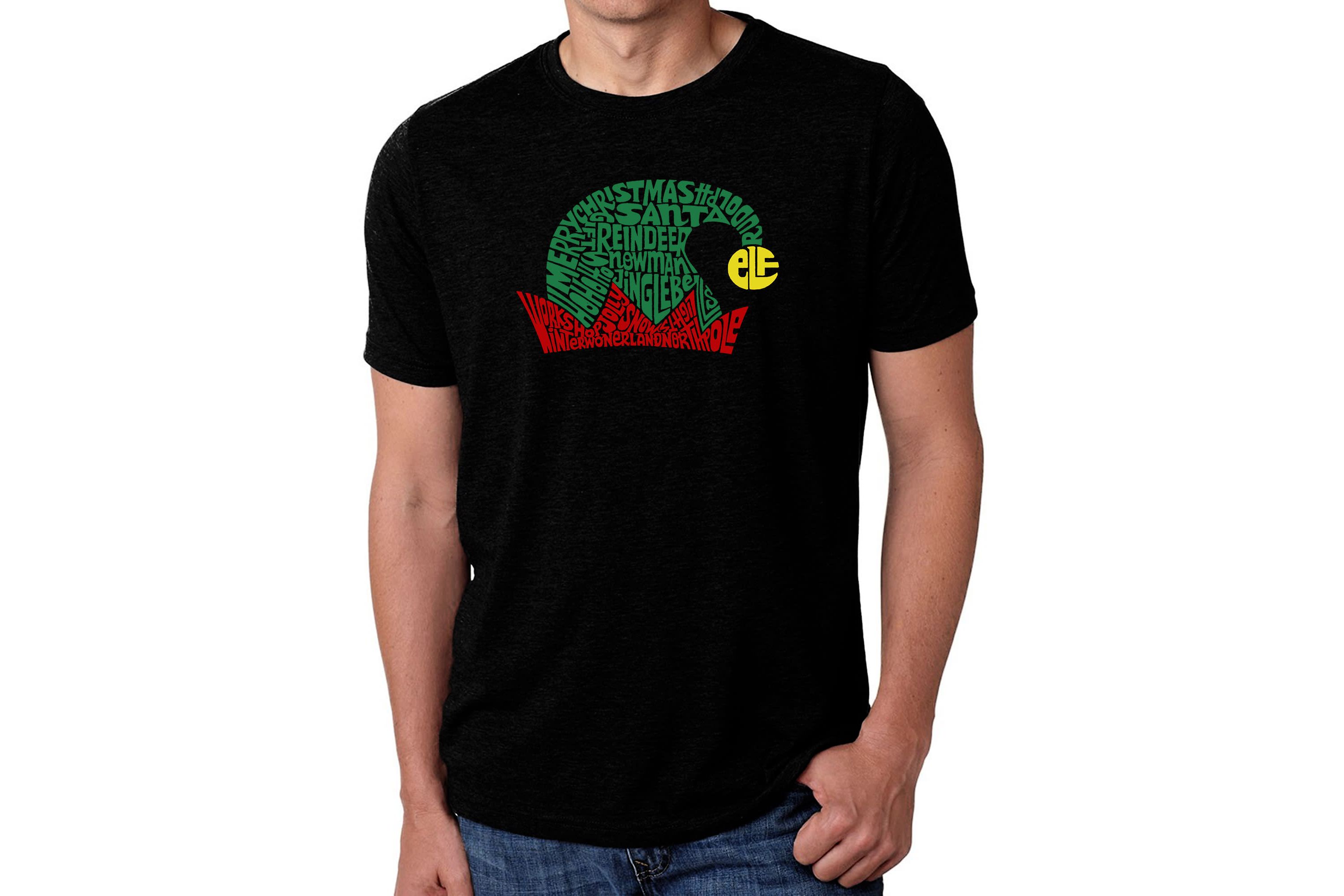 Mens Premium Blend Word Art T-Shirt  - Christmas Elf Hat