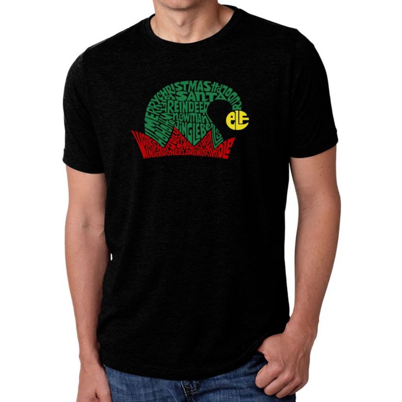 Mens Premium Blend Word Art T-Shirt  - Christmas Elf Hat