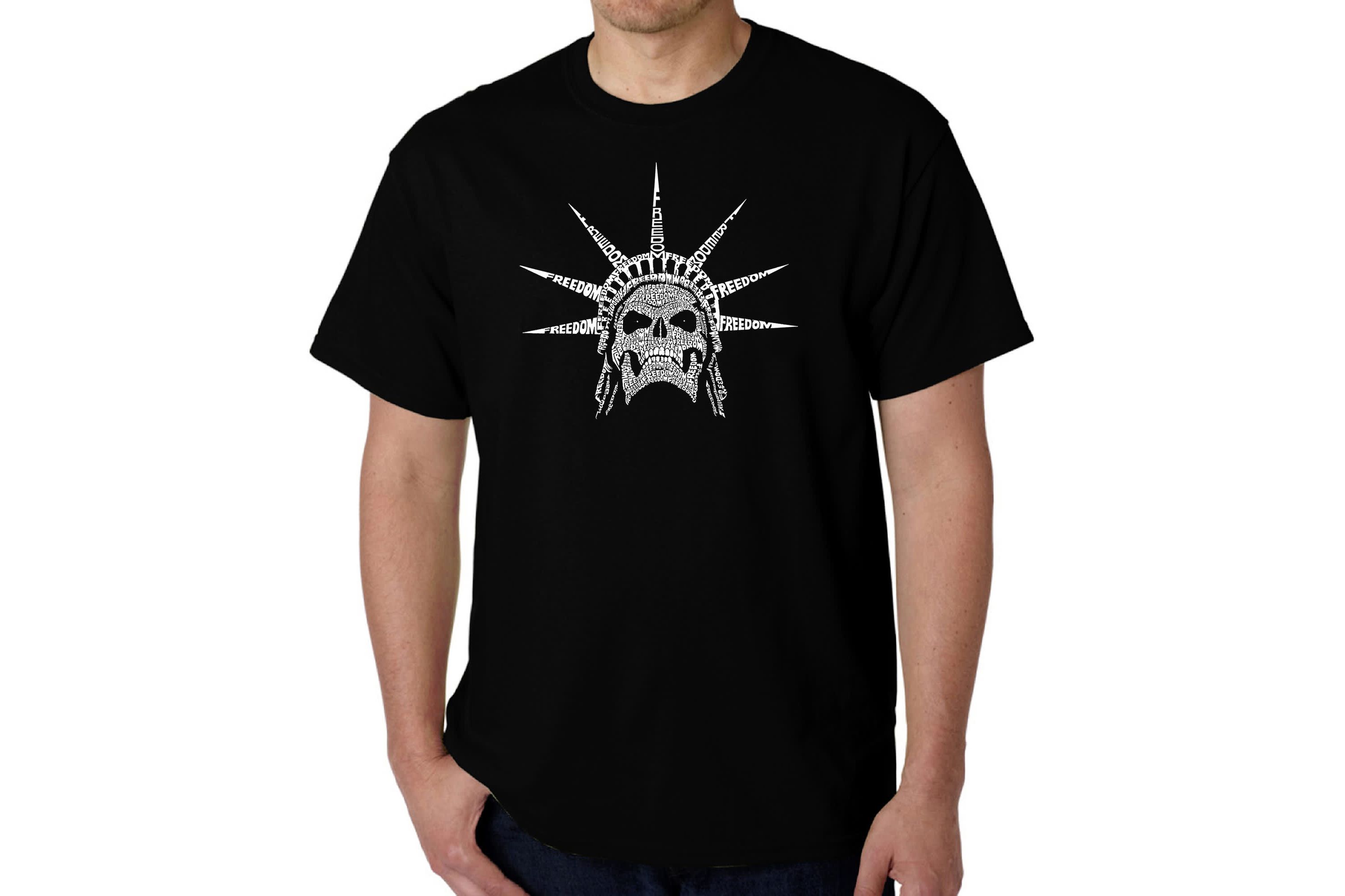 Mens Word Art T-shirt - Freedom Skull
