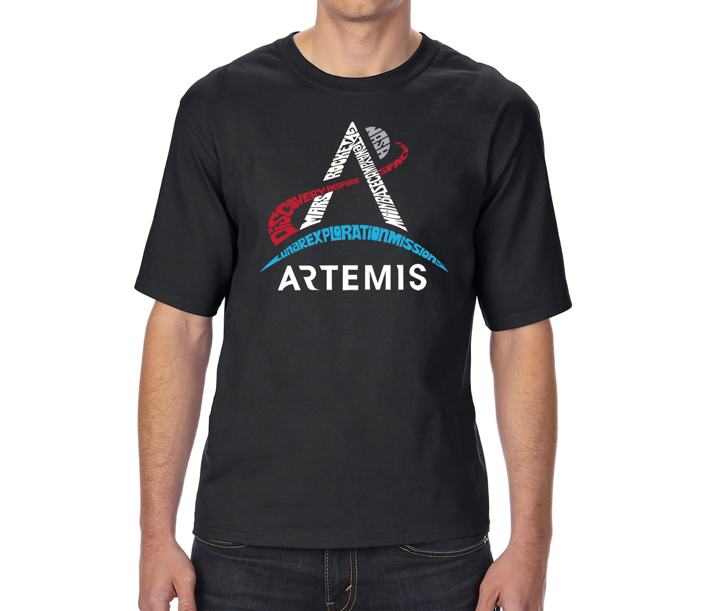 Mens Tall and Long Word Art T-Shirt  - NASA Artemis Logo