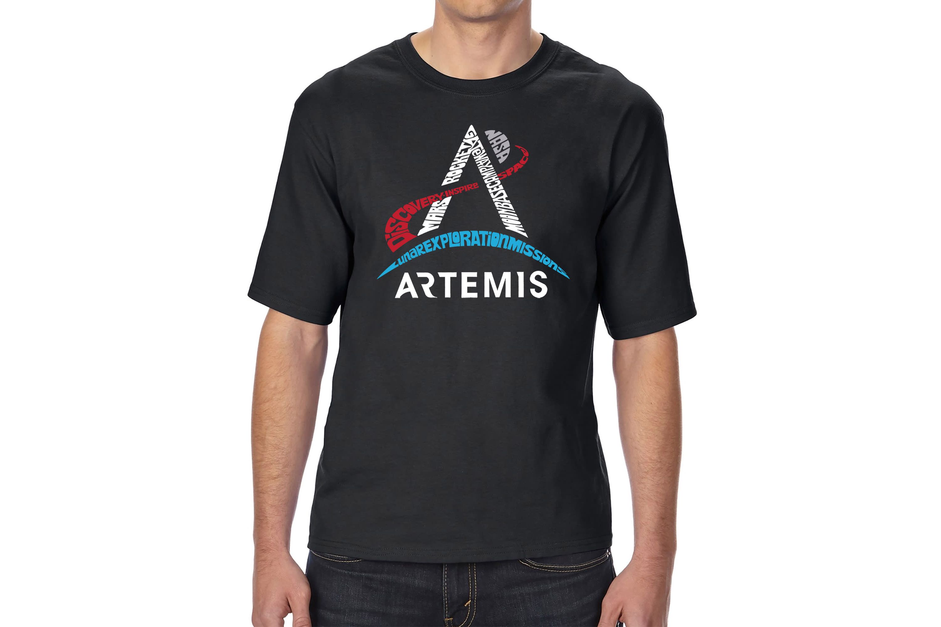 Mens Tall and Long Word Art T-Shirt  - NASA Artemis Logo