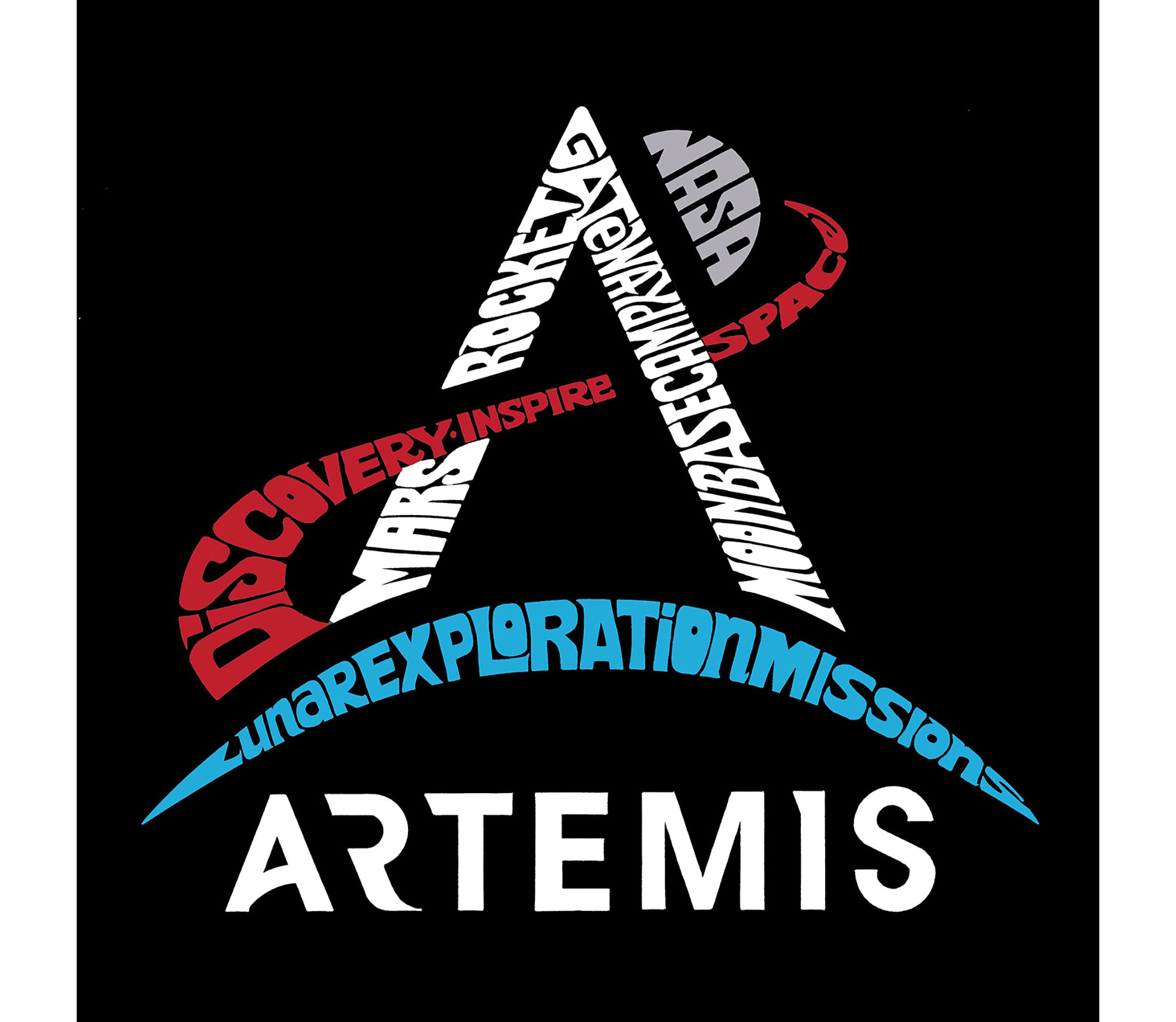 Mens Tall and Long Word Art T-Shirt  - NASA Artemis Logo