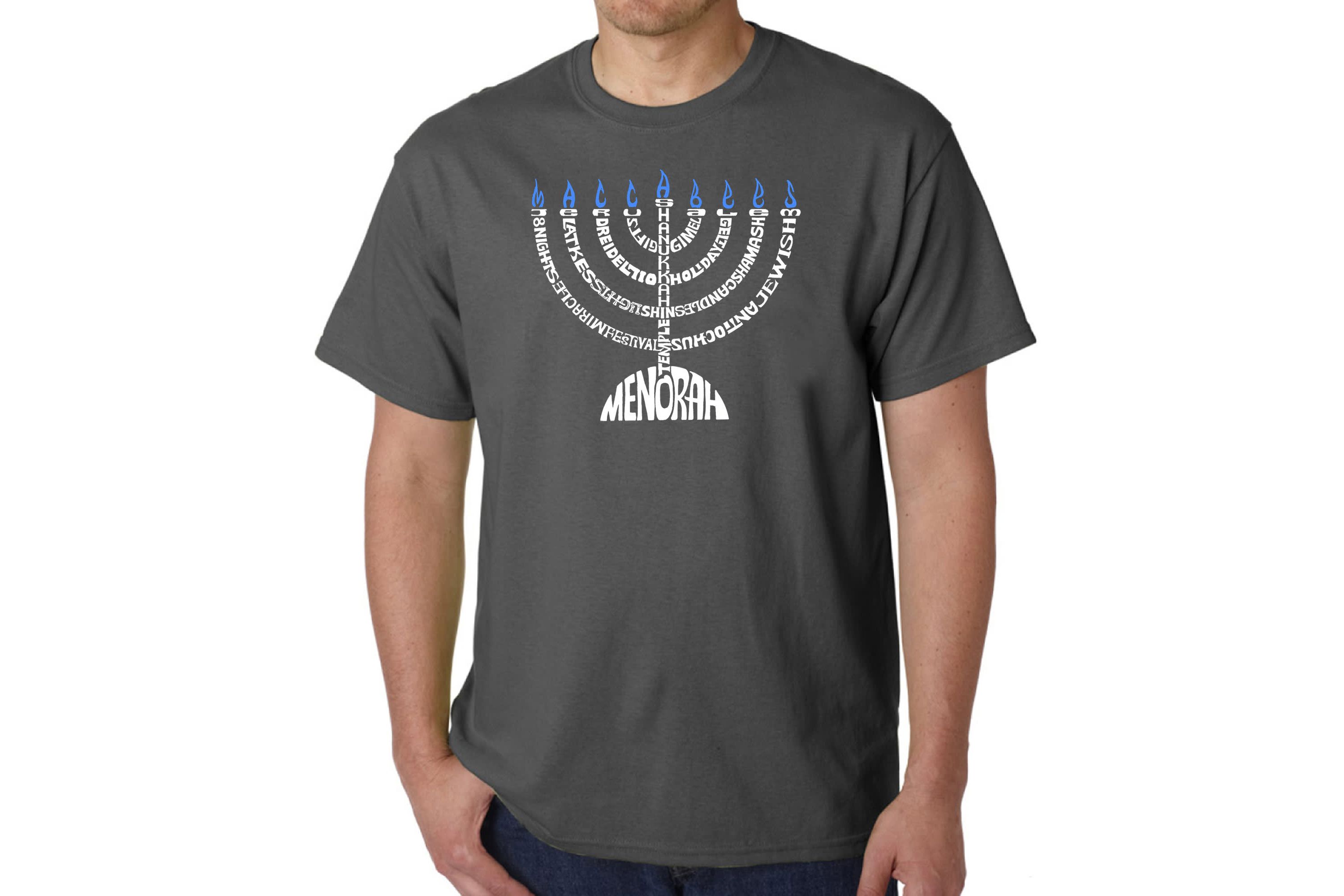 Mens Word Art T-Shirt - Menorah
