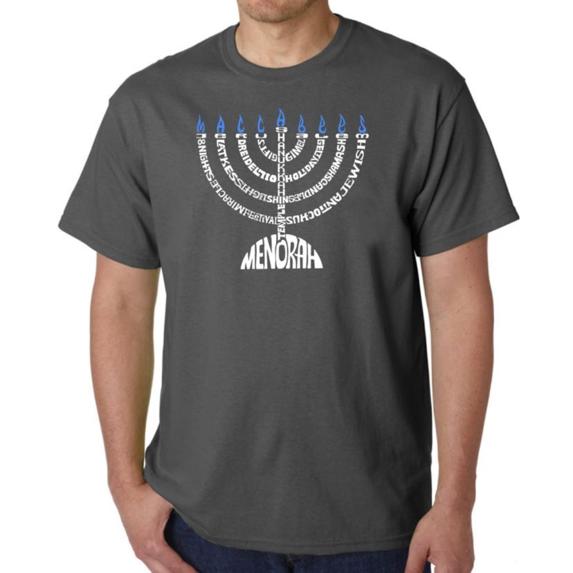 Mens Word Art T-Shirt - Menorah