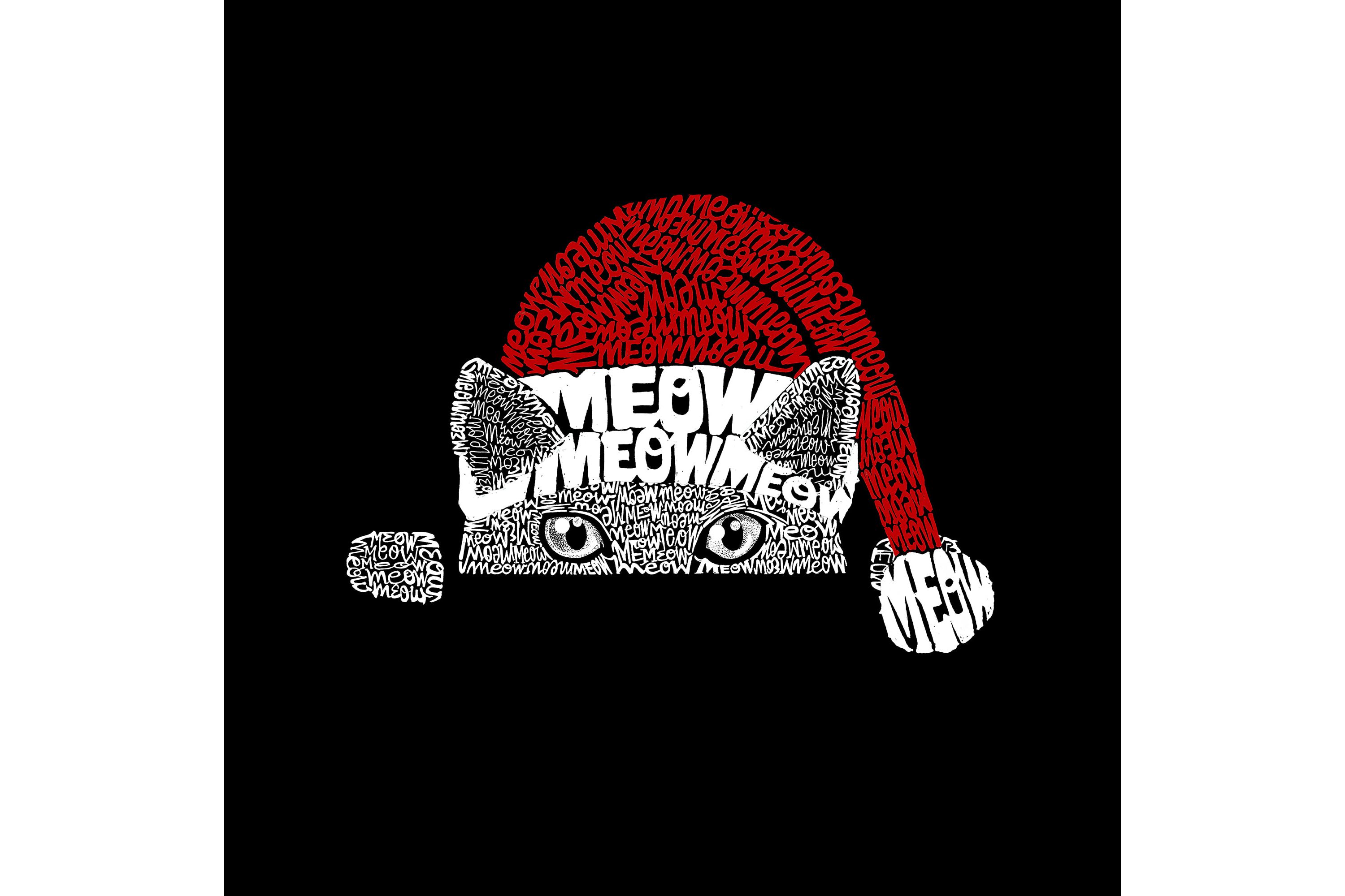 Mens Raglan Baseball Word Art T-Shirt  - Christmas Peeking Cat