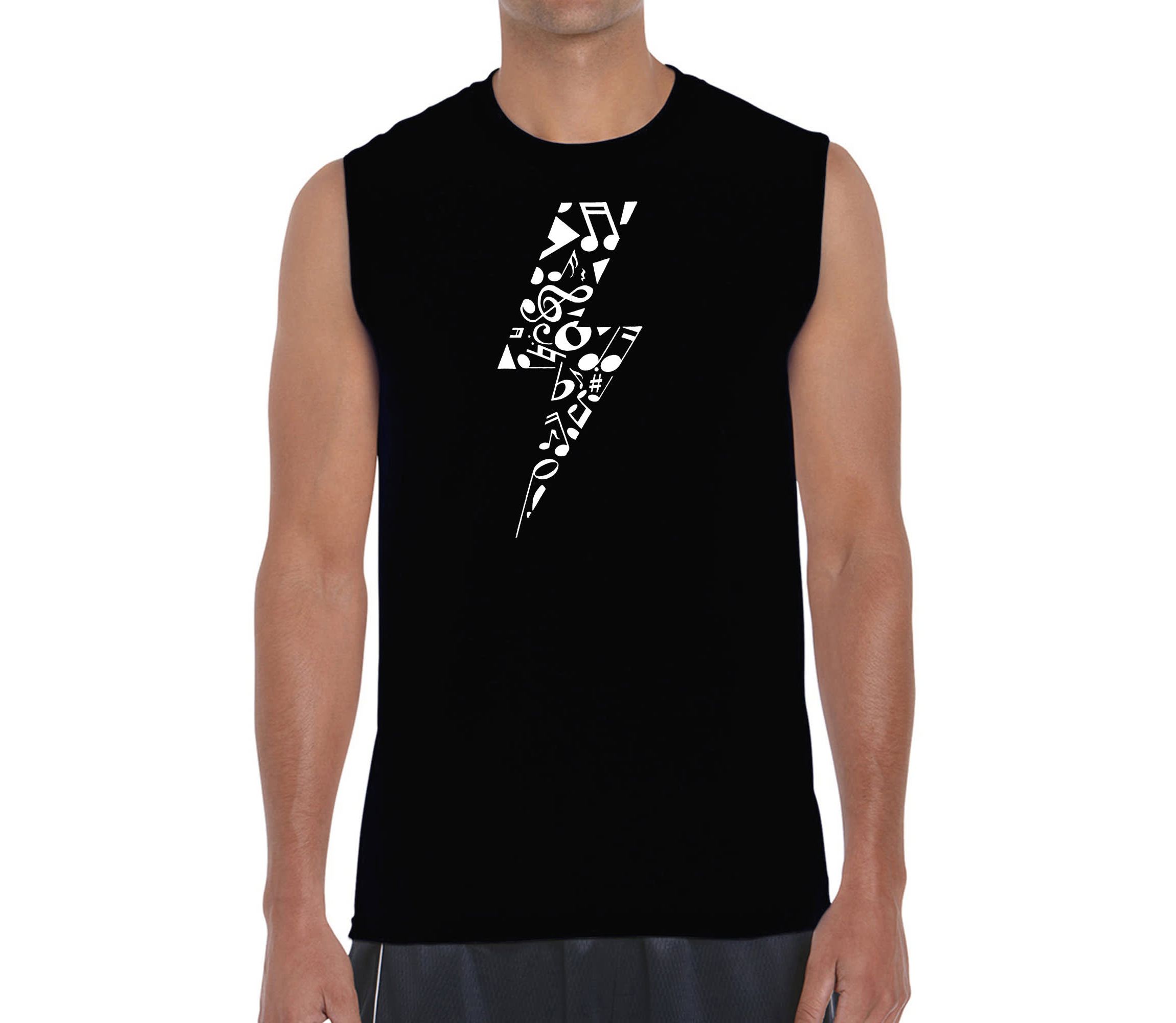 Mens Word Art Sleeveless T-shirt - Lightning Bolt