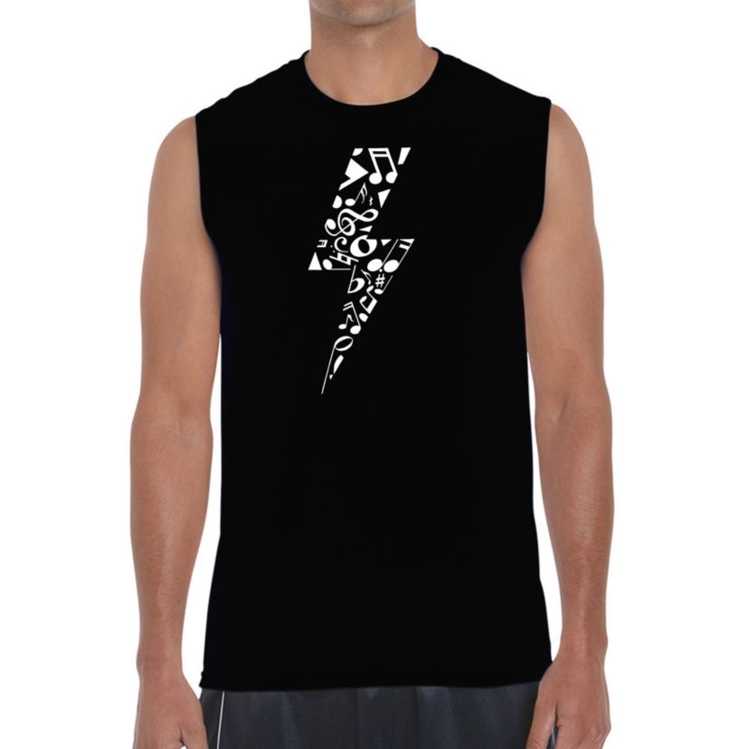 Mens Word Art Sleeveless T-shirt - Lightning Bolt
