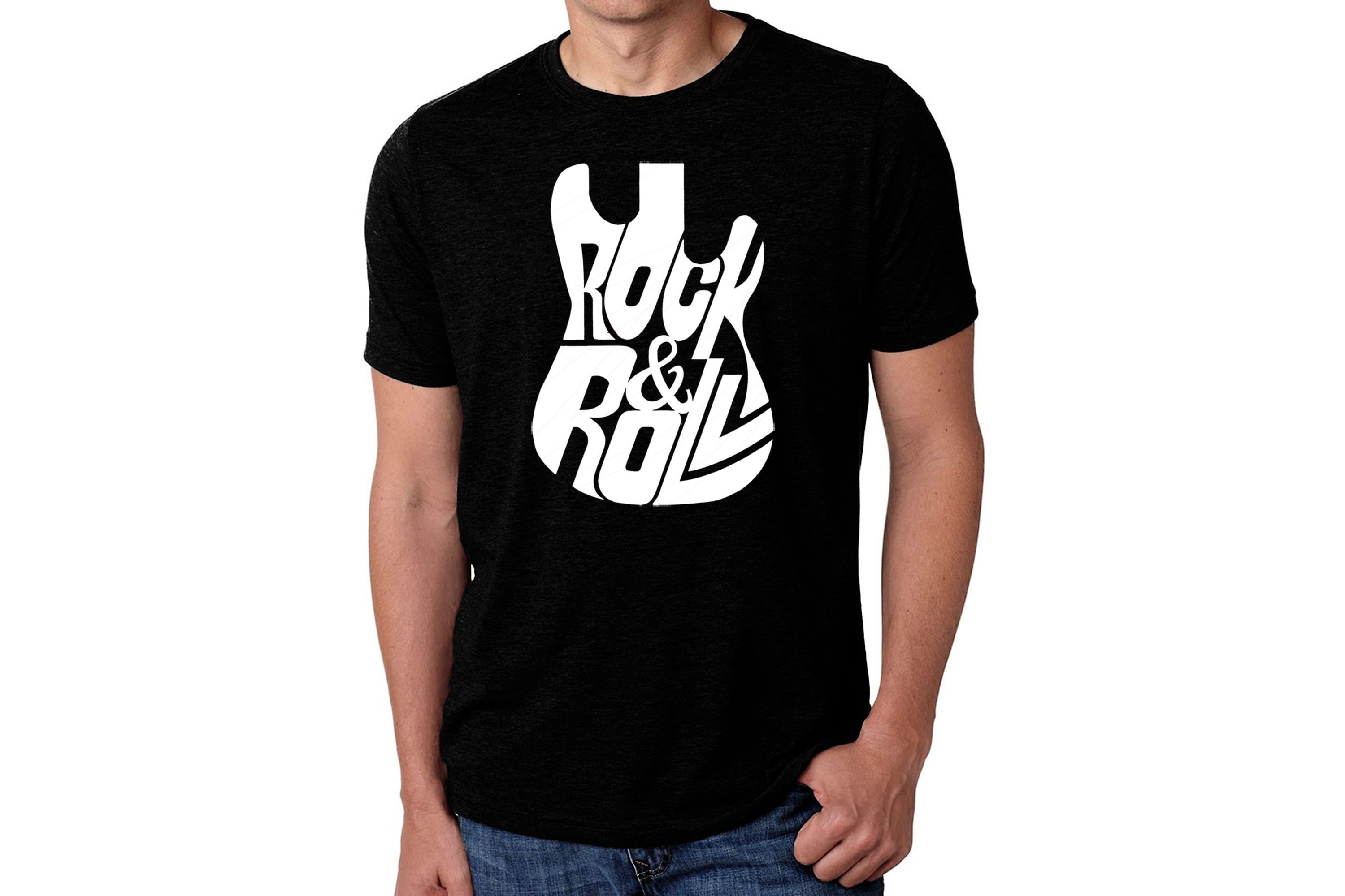 Mens Premium Blend Word Art T-Shirt - Rock And Roll Guitar