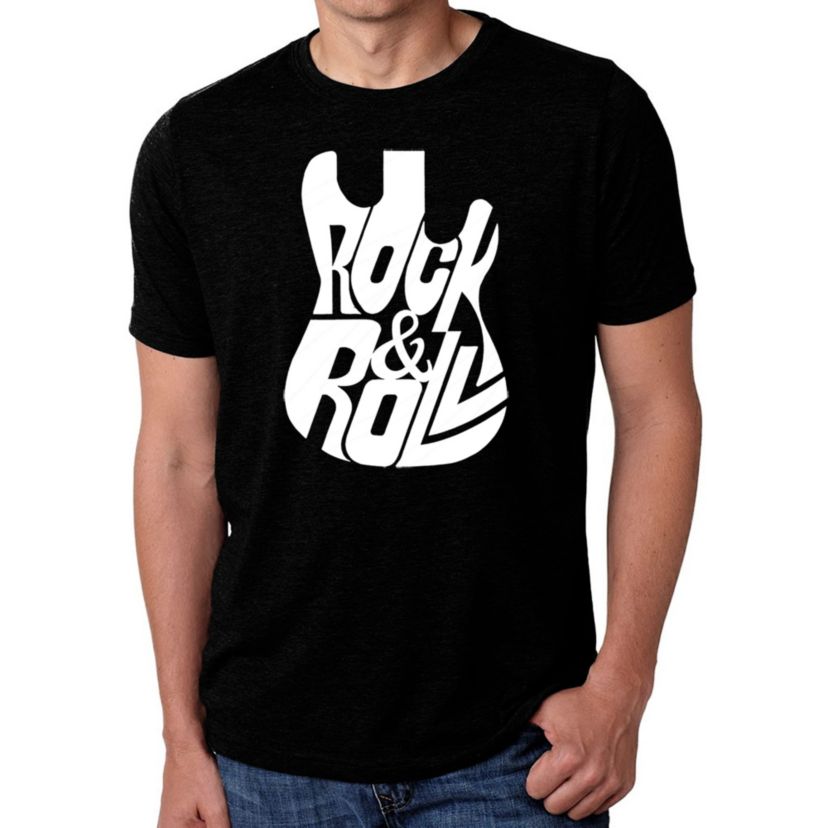 Mens Premium Blend Word Art T-Shirt - Rock And Roll Guitar