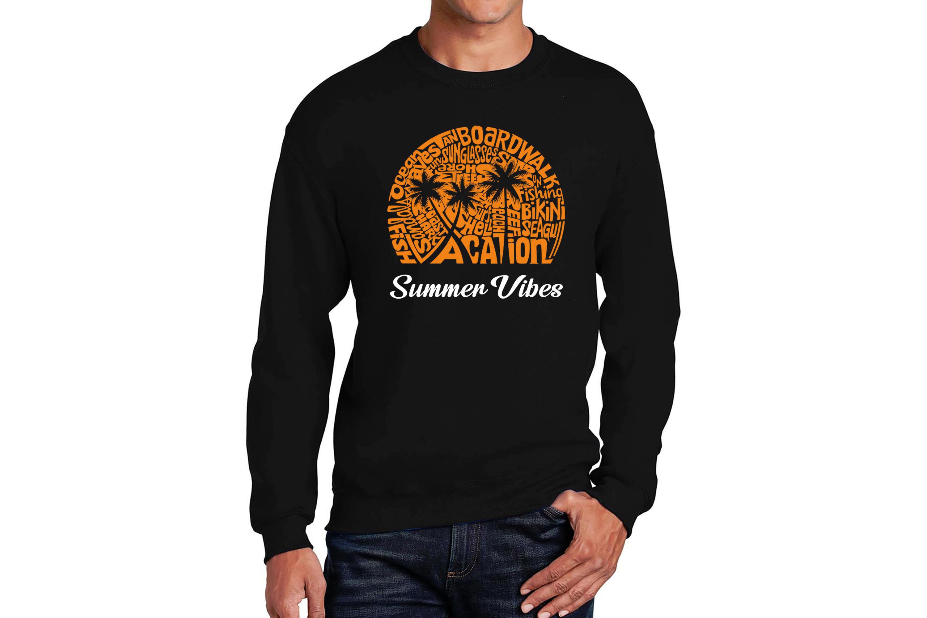 Mens Word Art Crewneck Sweatshirt - Summer Vibes